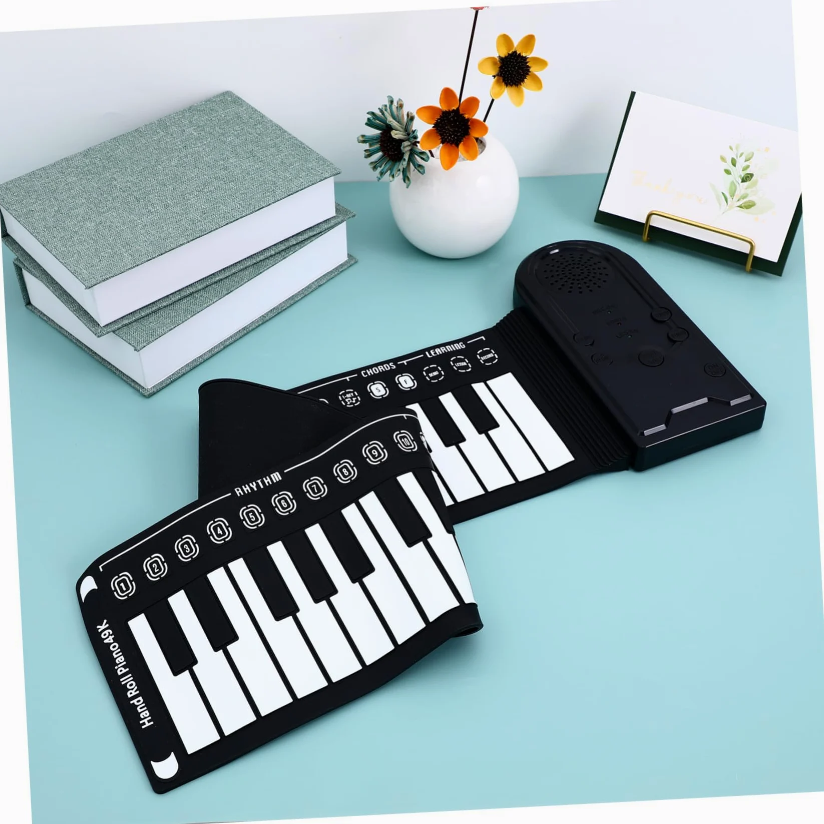Hemobllo Pianoforte Digitale Portatile 49 Tasti in Silicone Altoparlante Integrato e Funzione Sleep Automatica, Pianola Flessibile per Principianti e Musica in Movimento