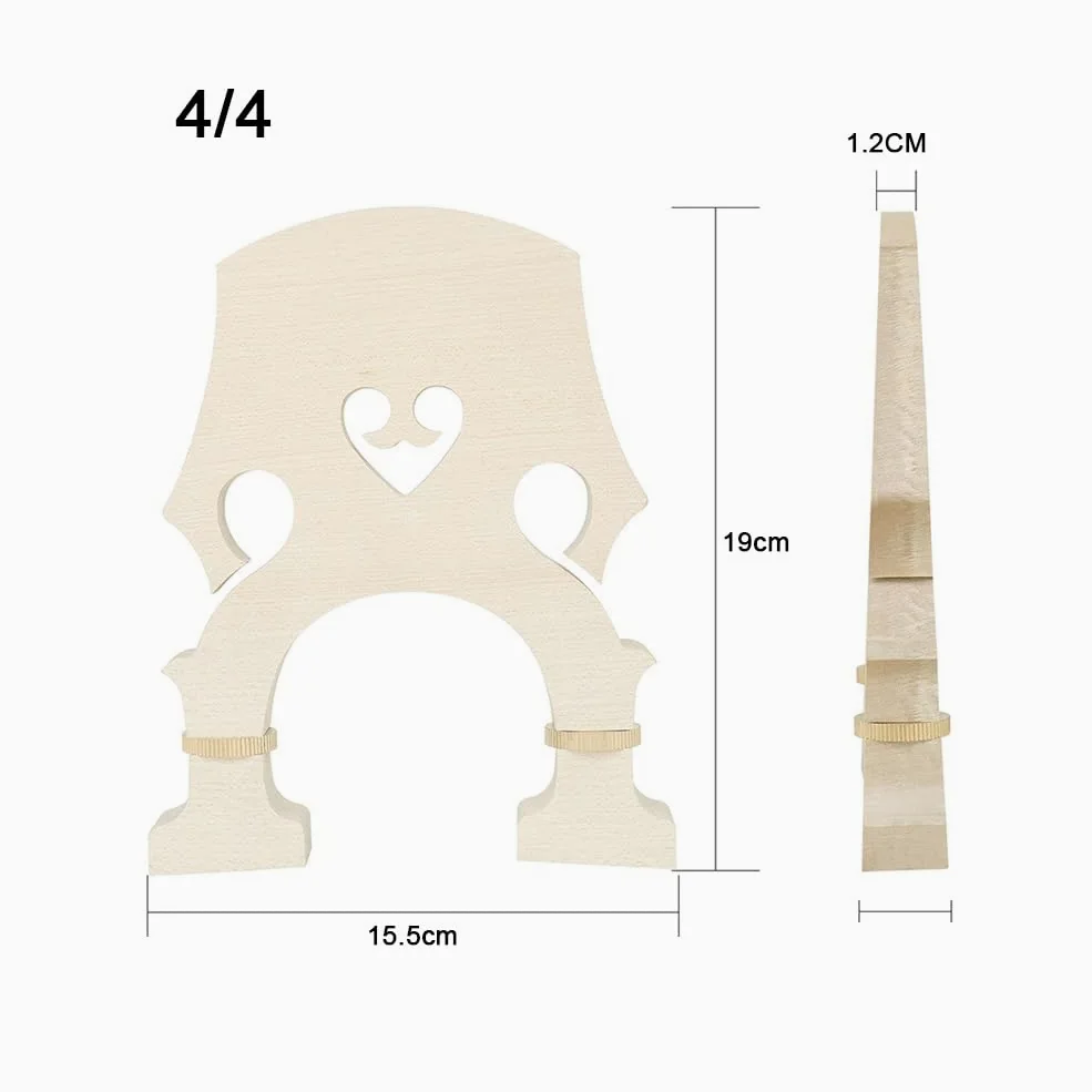 Ponte per Contrabbasso Regolabile Viti in Ottone in Legno di Acero Ponte per Contrabbasso 4/4 3/4 1/2 1/4 1/8 Accessori per Contrabbasso(4/4)