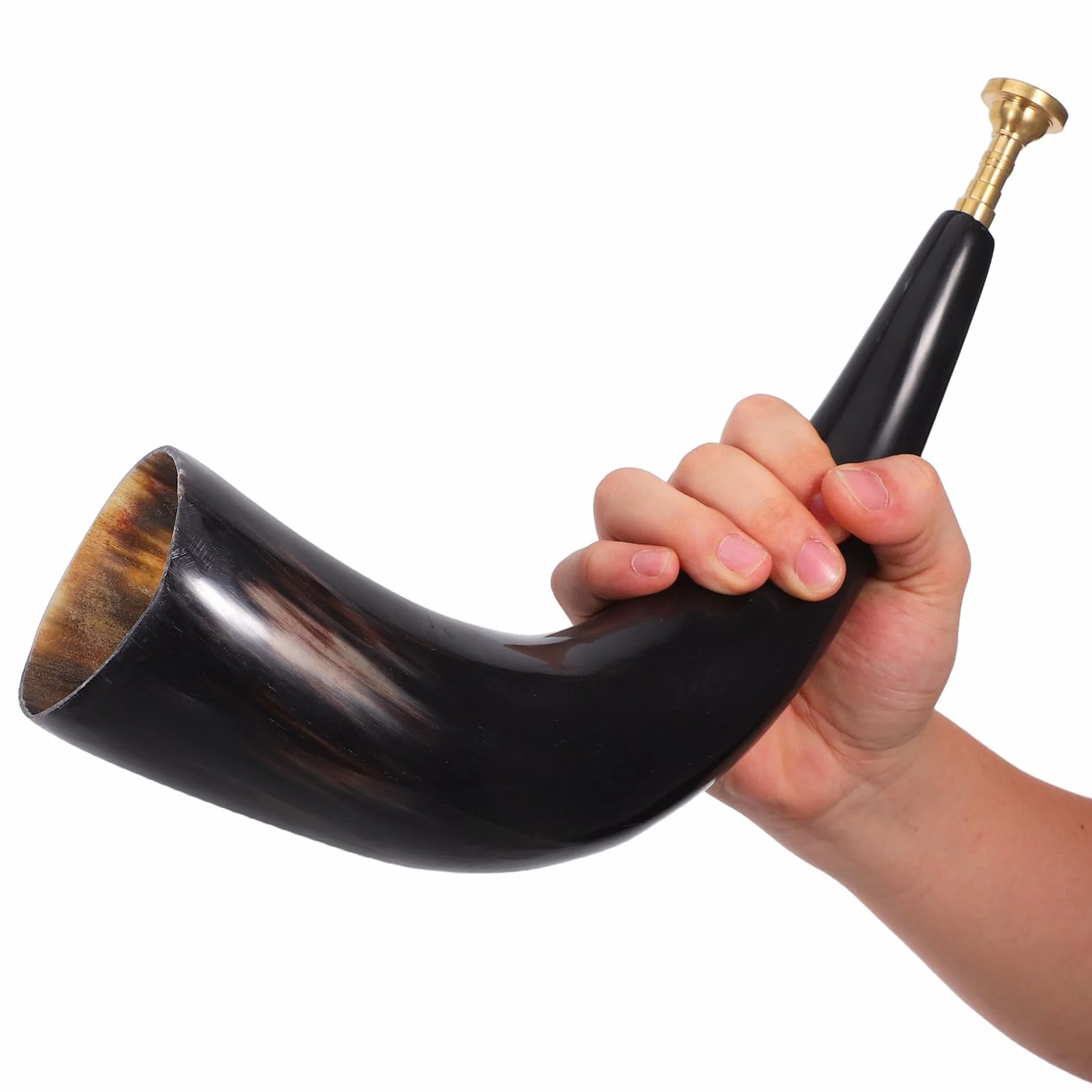 Levemolo Corno vichingo in vero corno di bue, ca. 30 35 cm, potente tromba di segnale per Halloween e pirati, cosplay, puntello fatto a mano per giochi di ruolo e feste