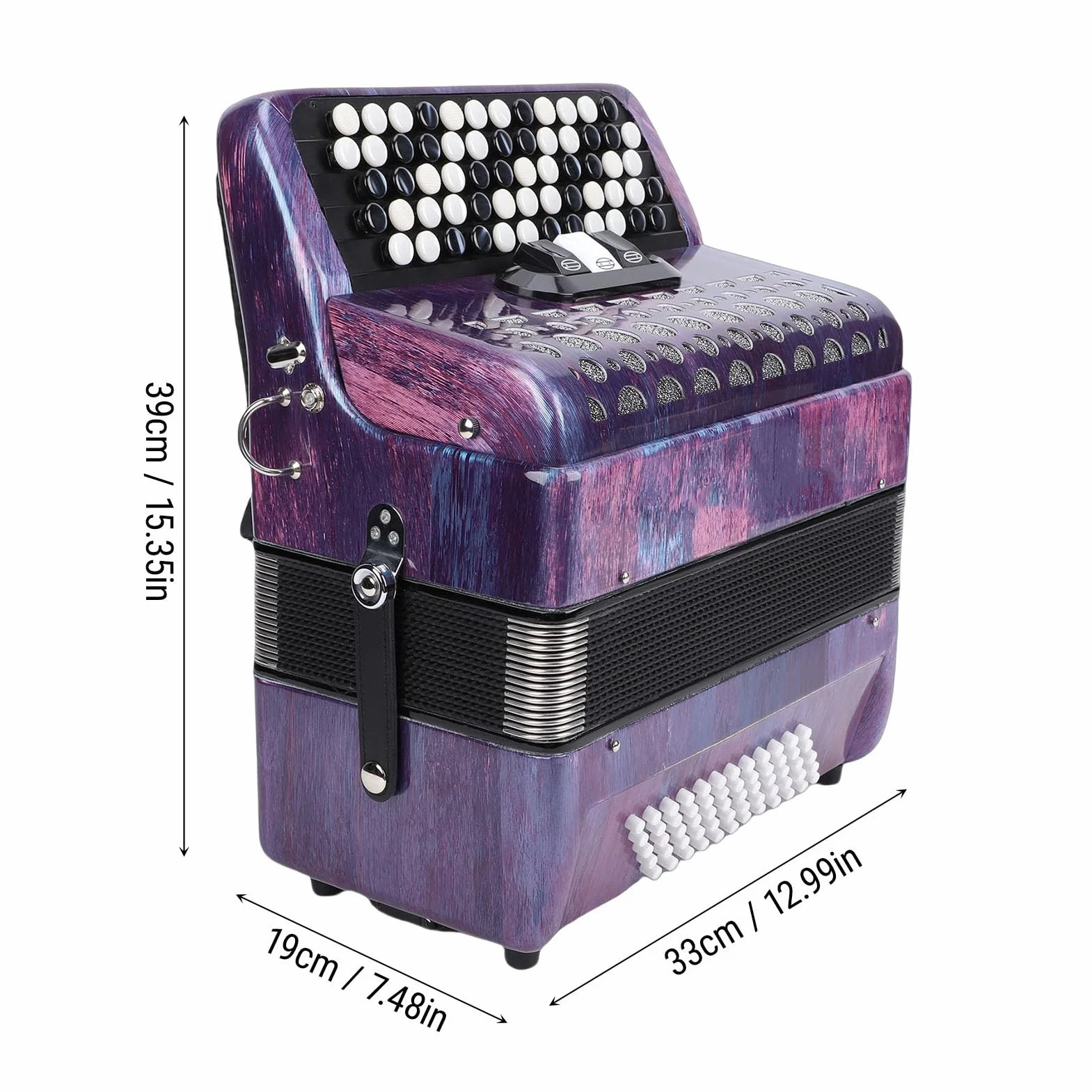 Eujgoov Fisarmonica Cromatica a Bottoni Professionale 62 Tasti 60 Bassi con Tracolla Regolabile e Zaino Portatile Viola