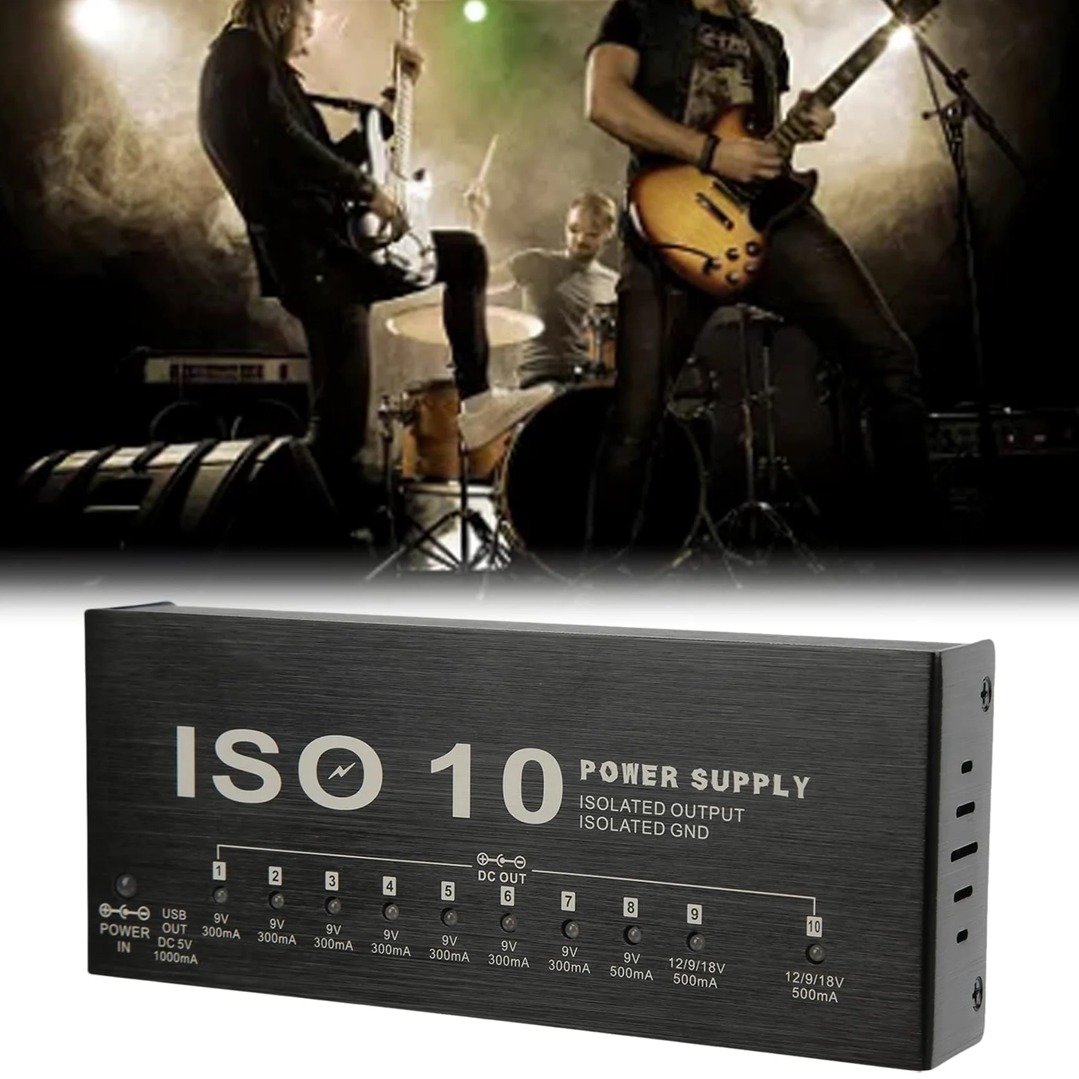 Alimentatore per Pedale per Chitarra, Alimentatore per Effetti a 10 Uscite Uscita USB Alimentatore per Pedaliera Isolato Alimentatori Multieffetto Accessori per Tastiera (Spina