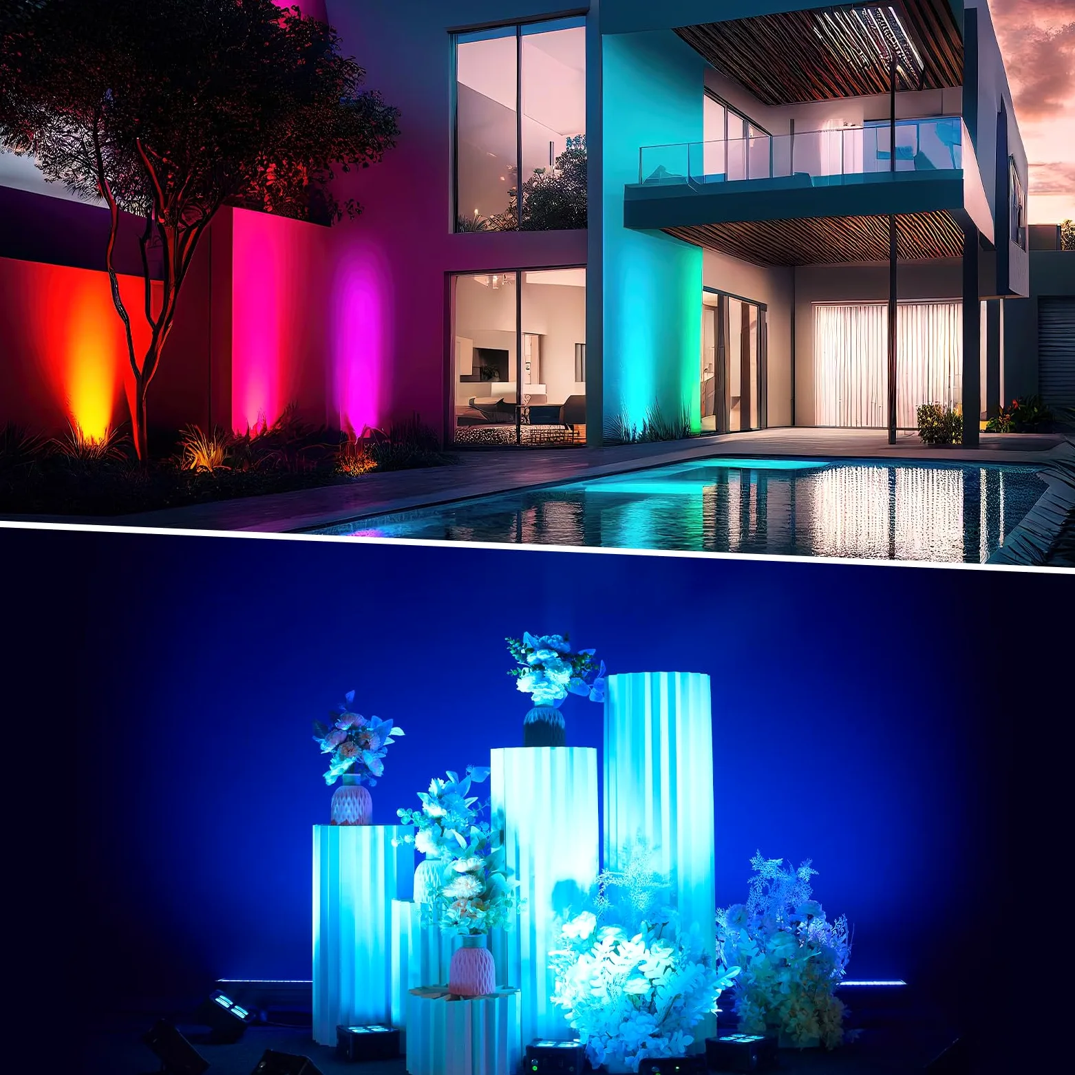 U`King 4PCS 4x10W Impermeabile Par LED Batteria, RGBWA UV IP65 Luce da Palco Esterno con Telecomando, Supporta APP, IR, Wireless 2,4 GHz per Giorni di Pioggia Piscina Matrimonio Spettacolo Discoteca