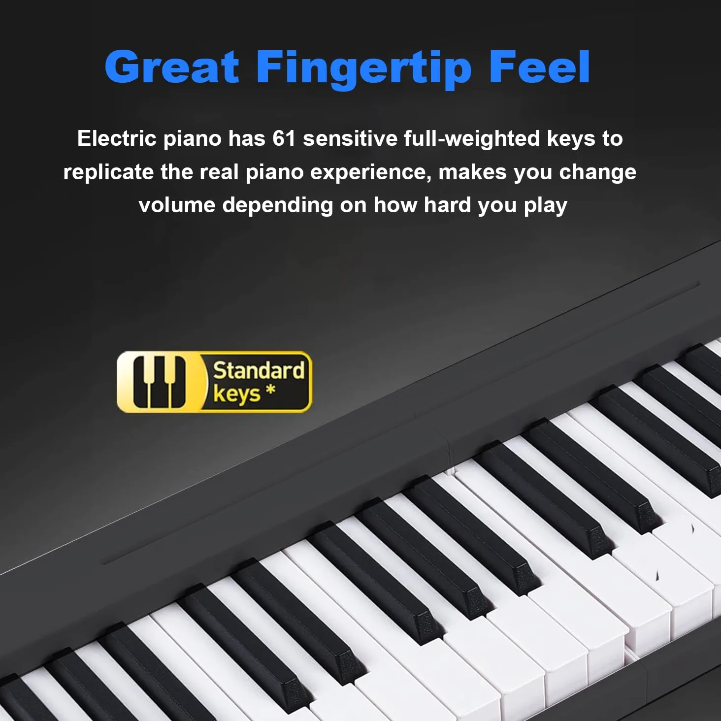 Pianola per Scuola Media，Tastiera 61 Tasti，Pieghevole Tastiera Elettronica Portatile, con Tasti a Grandezza Standard Leggio Pedale Sustain MIDI Bluetooth e Borsa