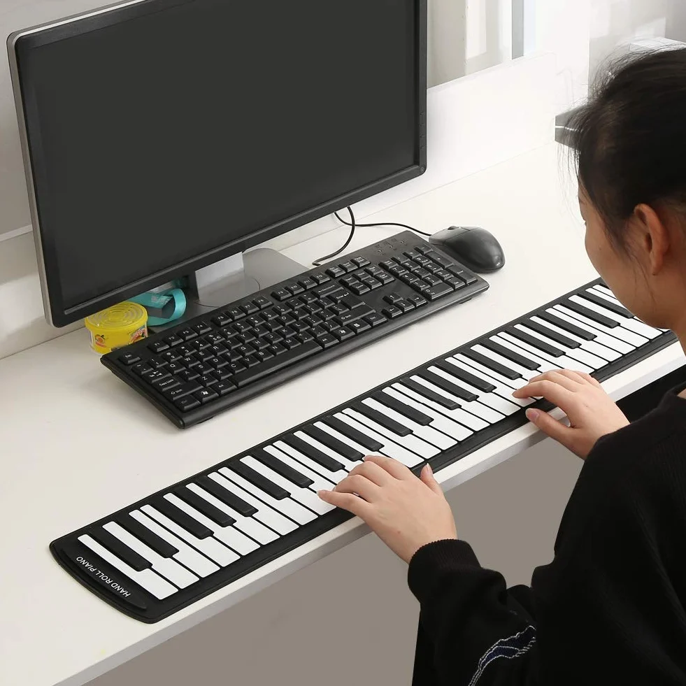 Pianoforte pieghevole, 61 tasti portatili (C3 ~ C8) Pianoforte elettronico flessibile flessibile con tastiera standard