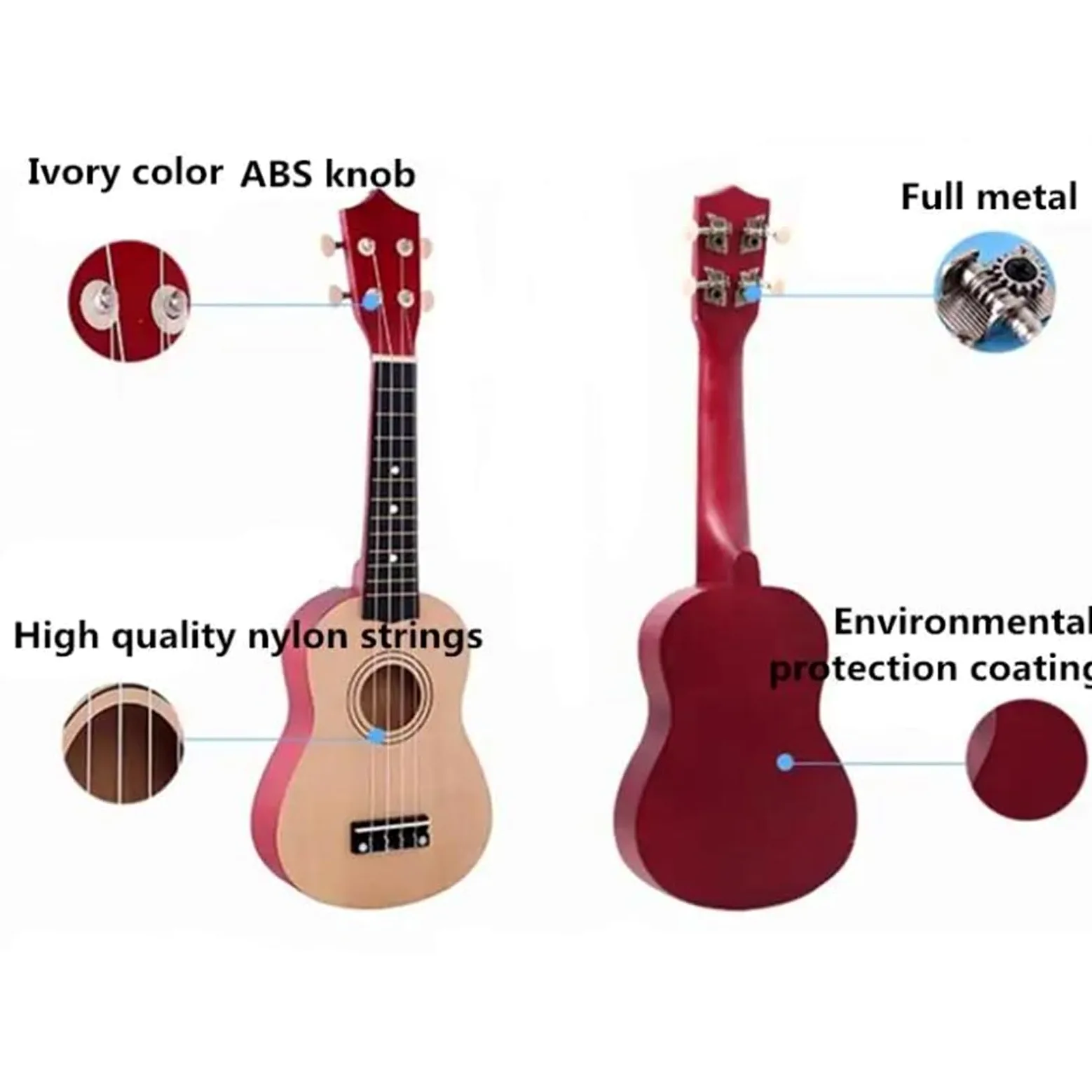 ukulele Chitarra A Quattro Corde Ukulele Per Principianti Da 21 Pollici(Color:Coffe)