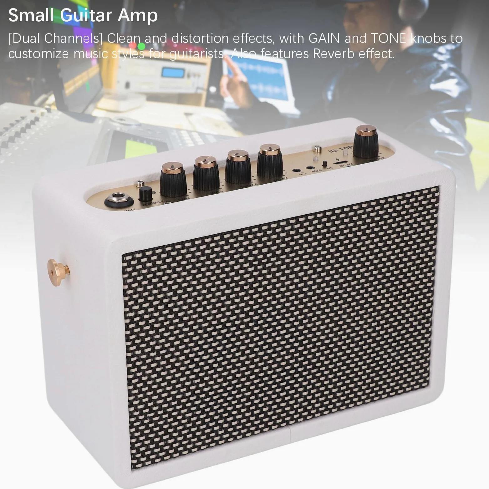CHICIRIS 10w Amplificatore per Chitarra Portatile Amplificatore per Chitarra con 5.0 Distorsione Riverbero Doppio Input per il Viaggio di Elettrica