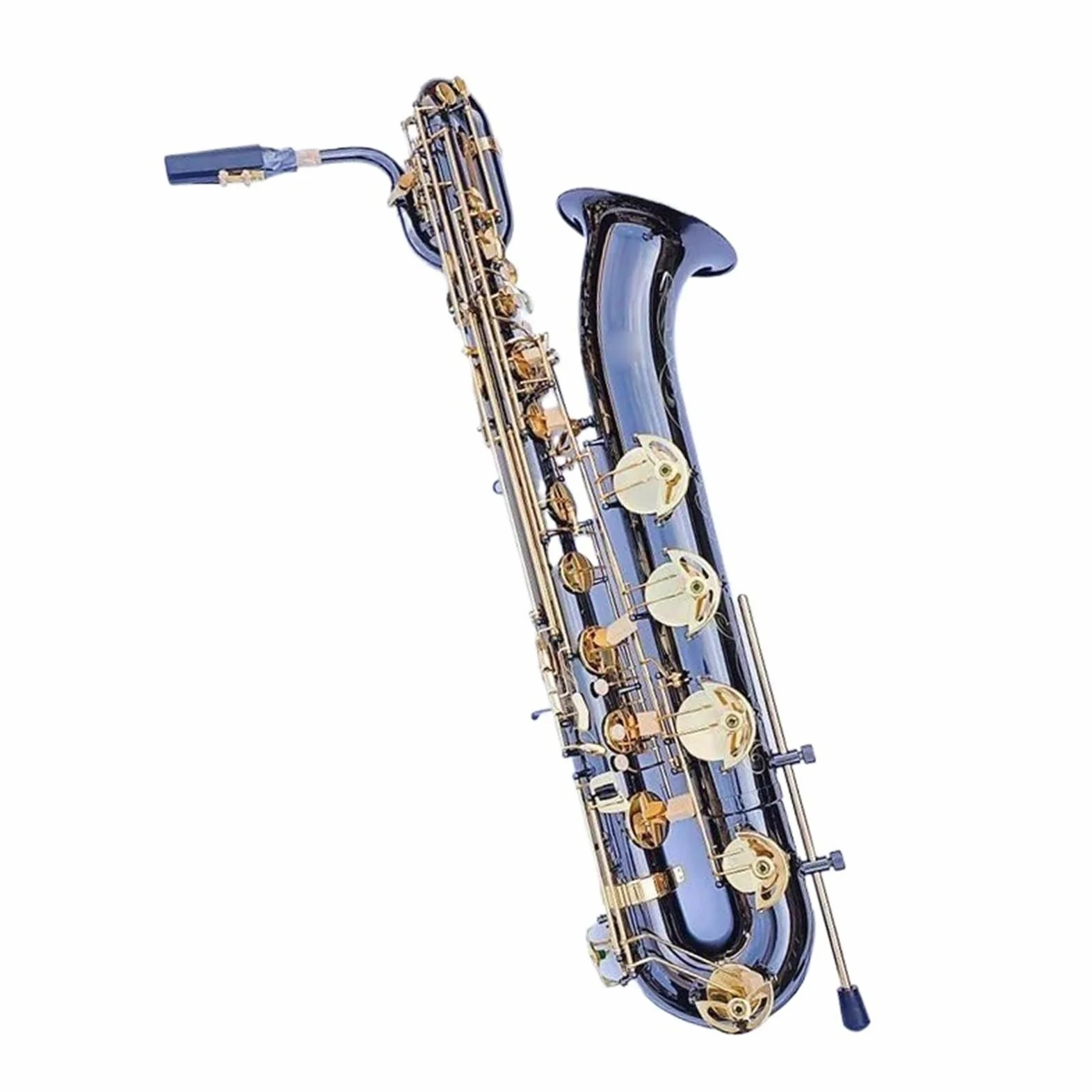 Sassofono Baritono Professionale In Tubo Di Ottone Con Superficie Unica Placcata In Nichel Nero, Strumento Sax Con Custodia