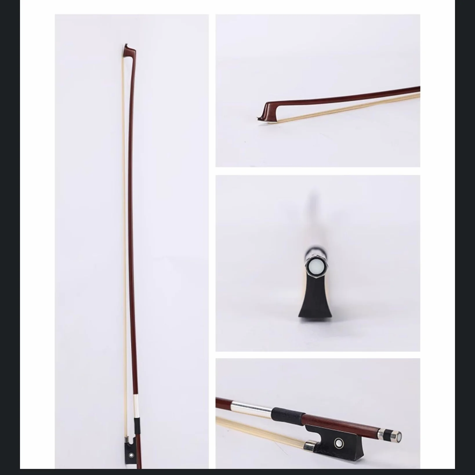 Arco Violino Arco per violino per principianti Arco in legno di sandalo rosso brasiliano accessori per strumenti a grandezza naturale con coda di cavallo(1/4 size)