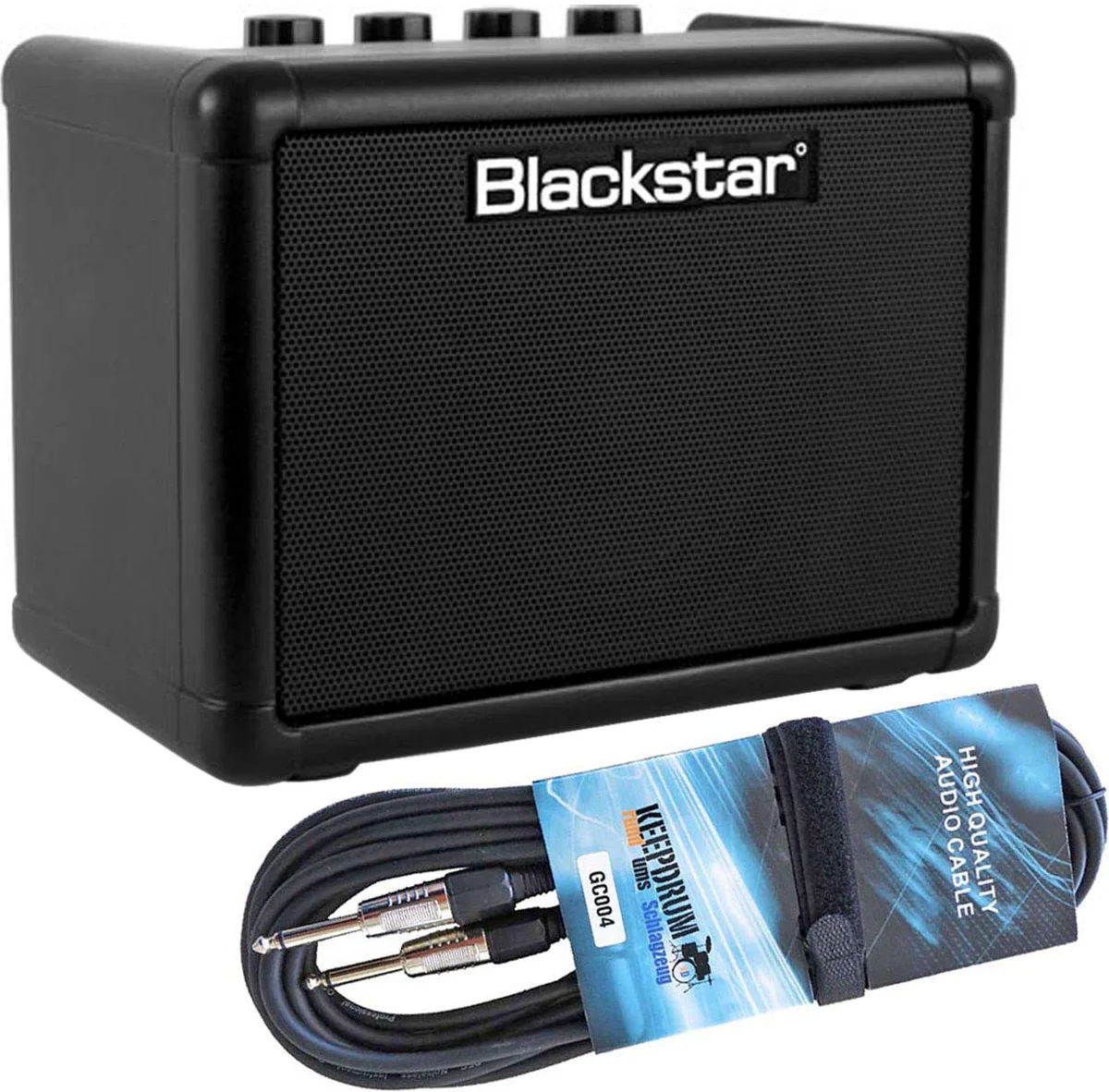 Blackstar Fly 3 Mini amplificatore per chitarra, nero, 3 Watt, mini amplificatore + cavo jack Keepdrum 3 m