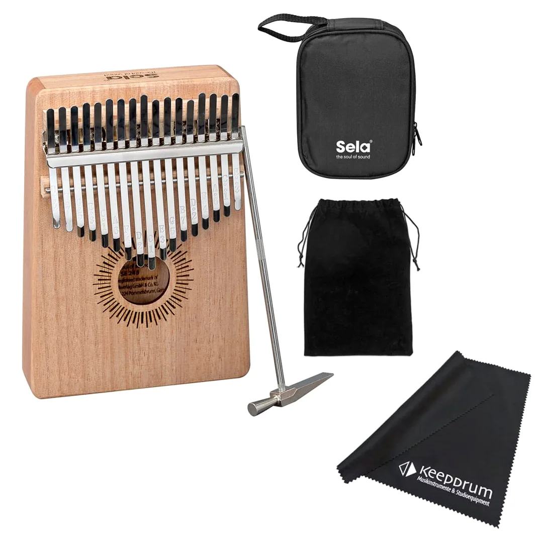 Sela SE245 Kalimba Mogano 17, Percussioni Strumento Musicale + panno in microfibra Keepdrum