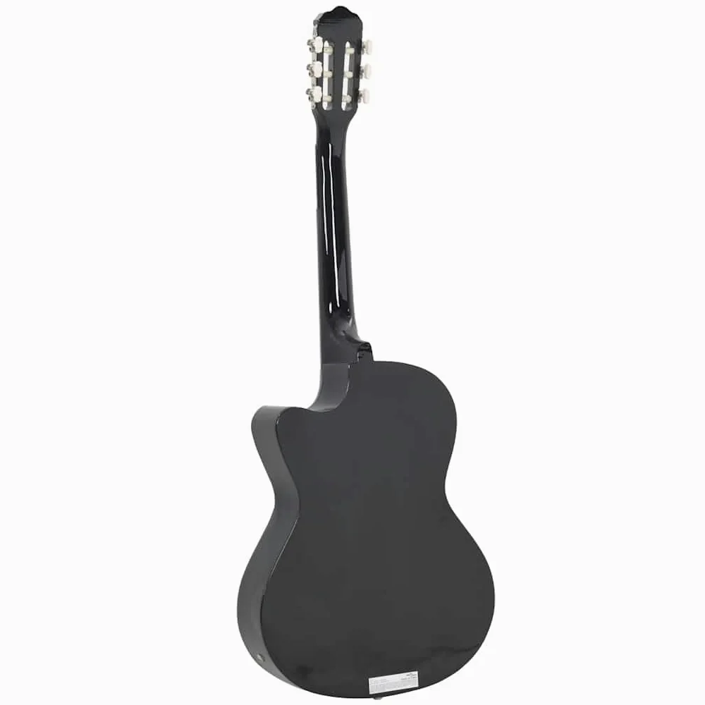 Chitarra western Cutaway nera 4/4 39" con equalizzatore a 4 bande e 6 corde in nylon, chitarra acustica in legno di tiglio per principianti, insegnamento, esercizio, palco e amplificatore