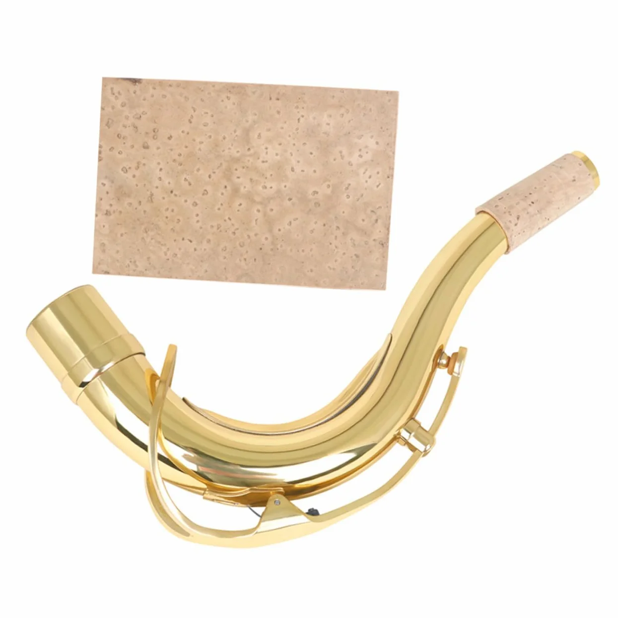 Collo Sax Tenore Curvo in Ottone con Sughero, Set 1 Pezzo | Sassofono, Finitura Oro, Resistenza alla Deformazione e Alta Durezza, Posizione di Esecuzione Comoda