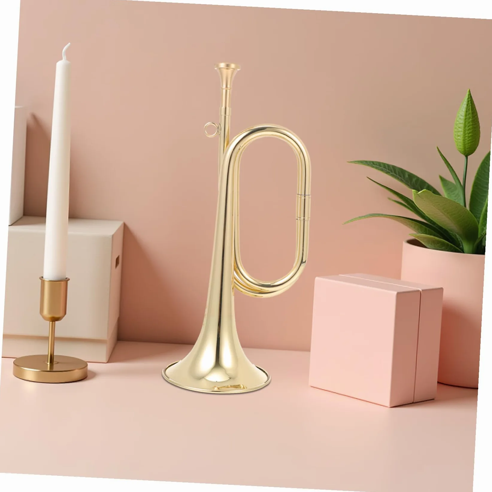 Tromba Militare come Regalo Strumento Musicale Design Creativo Colore Oro in Ottone per Ragazzi , per Scrivania per Inaugurazione Casa