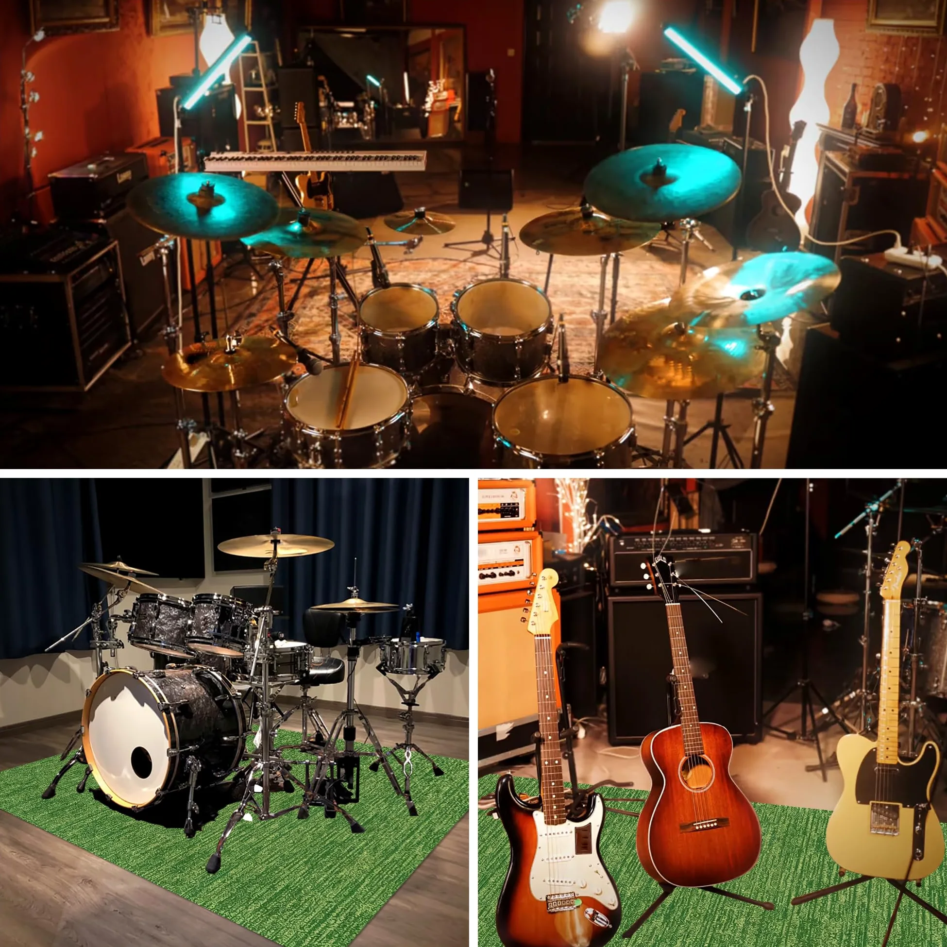 Tappeto Batteria Antiscivolo Tappeto a Tamburo Insonorizzato 250 x 200 cm | Poliestere, Insonorizzato, Professionale, Tappeti per Batterie Elettroniche Rullante Acustica Snare Drum Grancassa Strumenti