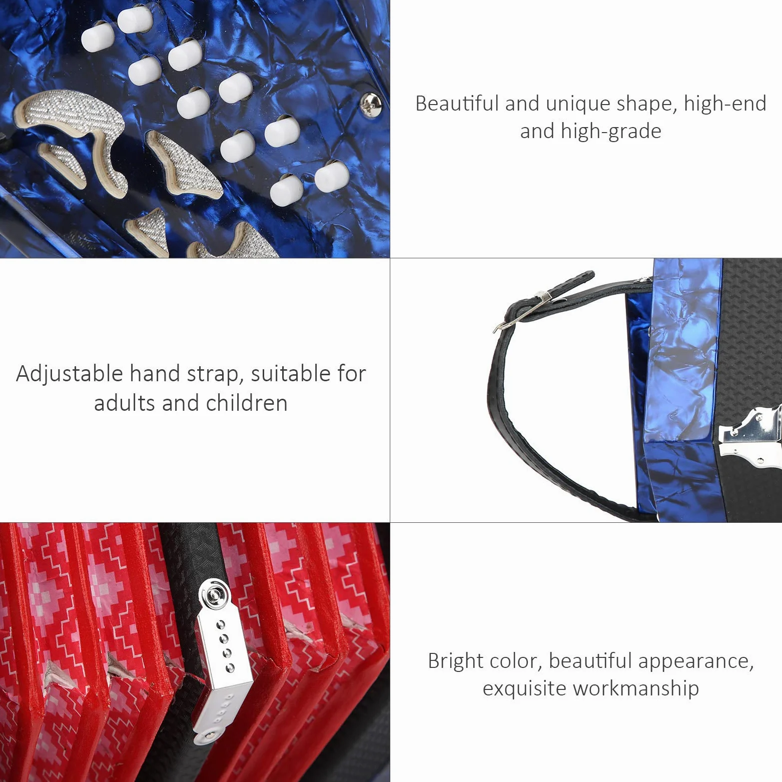 Farticella per cinturino a mano regolabile Sustvita, concertina professionale con design ergonomico, elegante borsa da trasporto e timbro ricco per musicisti (Royal Blue)