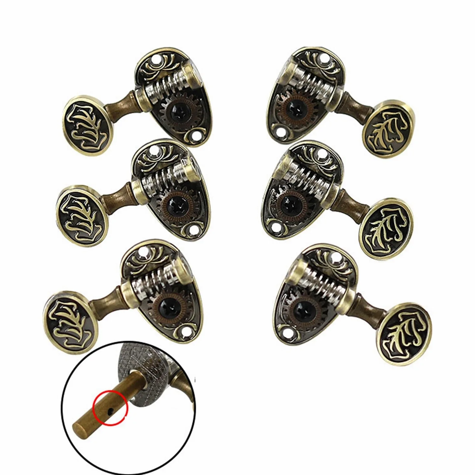 Meccaniche Chitarra Un Set Di Accordatori Per Chitarra Classica Con Paletta Modellata In Bronzo Antico