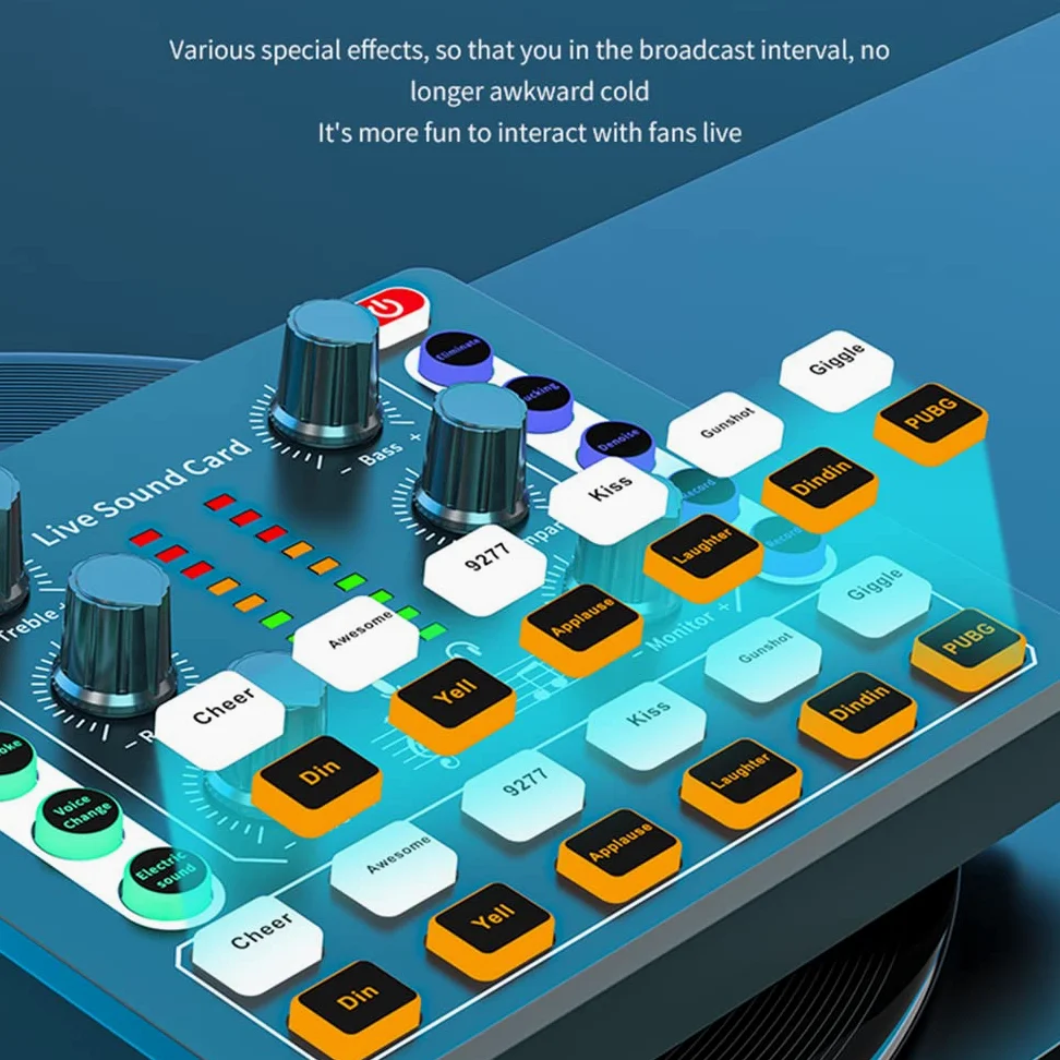 Scheda Mixer Audio Bluetooth Mini, Scheda Audio dal Vivo con Vari Effetti sonori, Scheda Audio Cambia Voce in Streaming Live per la Registrazione di Musica, Trasmissione di canti, Nero