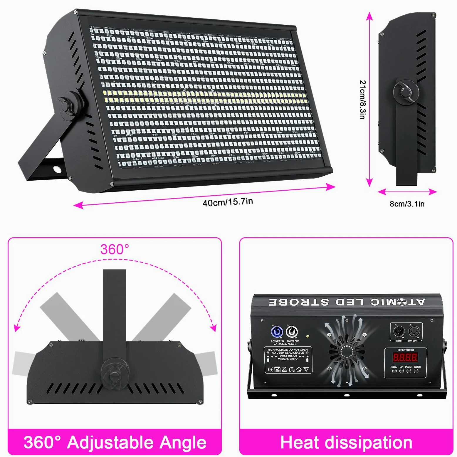 200W LED Wallwasher per Esterni, Luce da Palco con DMX512, 768 Faretti LED RGBW con Effetti di Luce Stroboscopica, Luce per Feste per Matrimoni, Cortili, Eventi, Palchi
