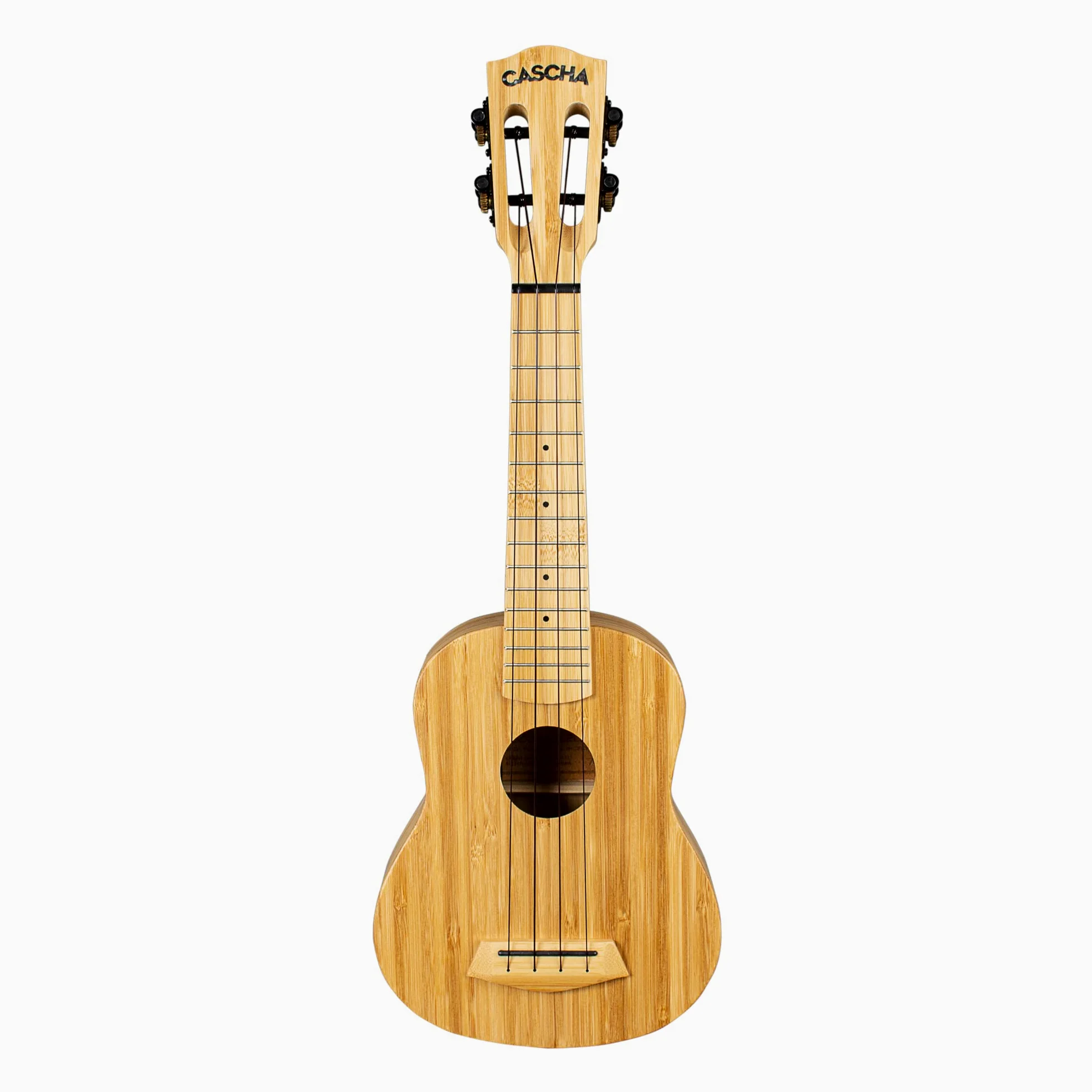 Cascha Ukulele soprano bambù naturale per adulti e bambini, con 3 plettri e custodia imbottita, ukulele in bambù per principianti o esperti, corde in carbonio di alta qualità