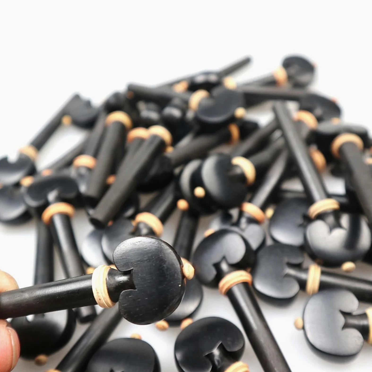 Piroli Per Violino 50 pezzi 4/4 chiavi for accordatura di corde violino, avvolgitore for, intarsi in legno ebano, anello in bosso, dimensioni standard
