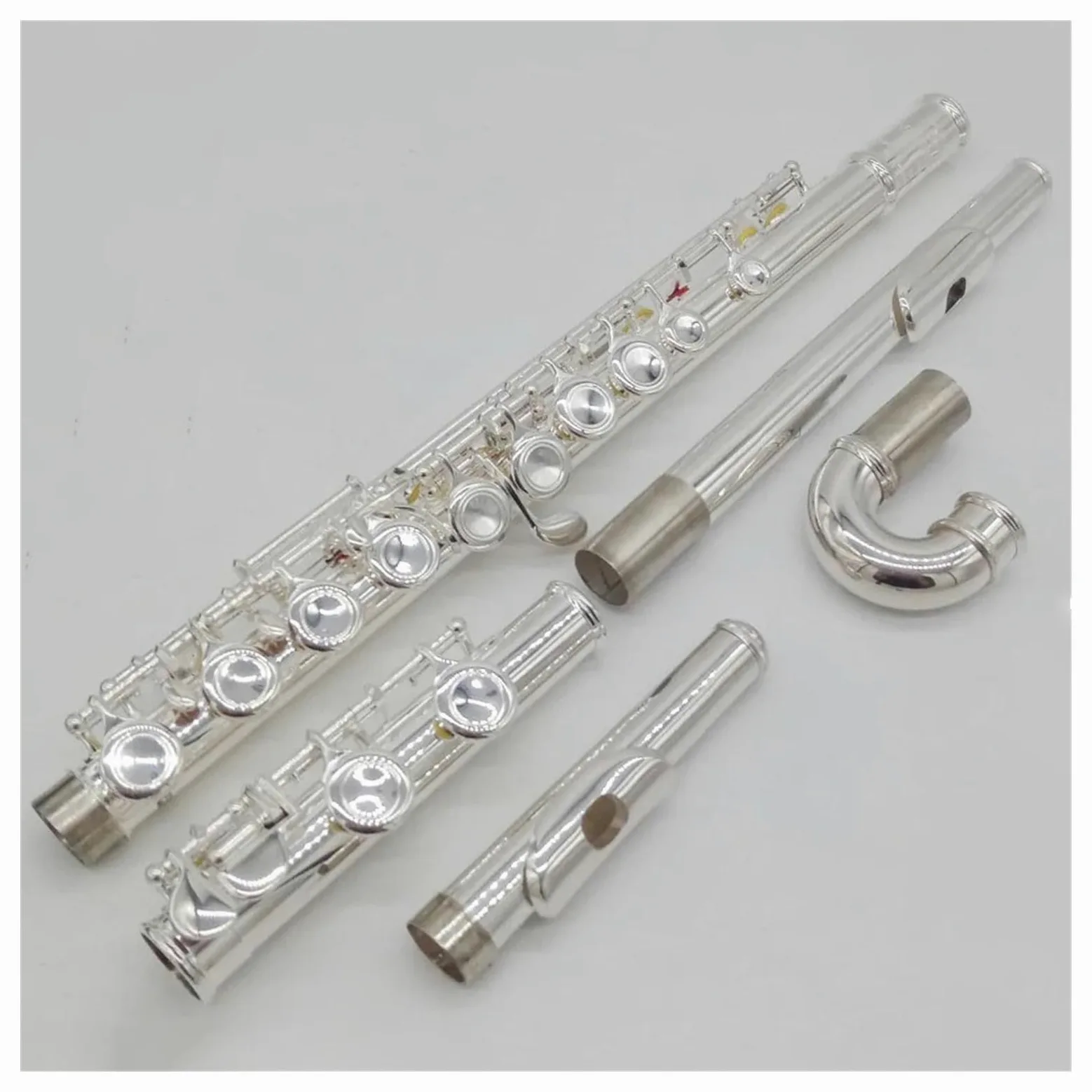 Flauti Placcati In Argento Strumento Per Studenti Flauti Con Testata Curva 16 Fori Chiusi Chiave E Con Custodia Flauto Traverso Kit