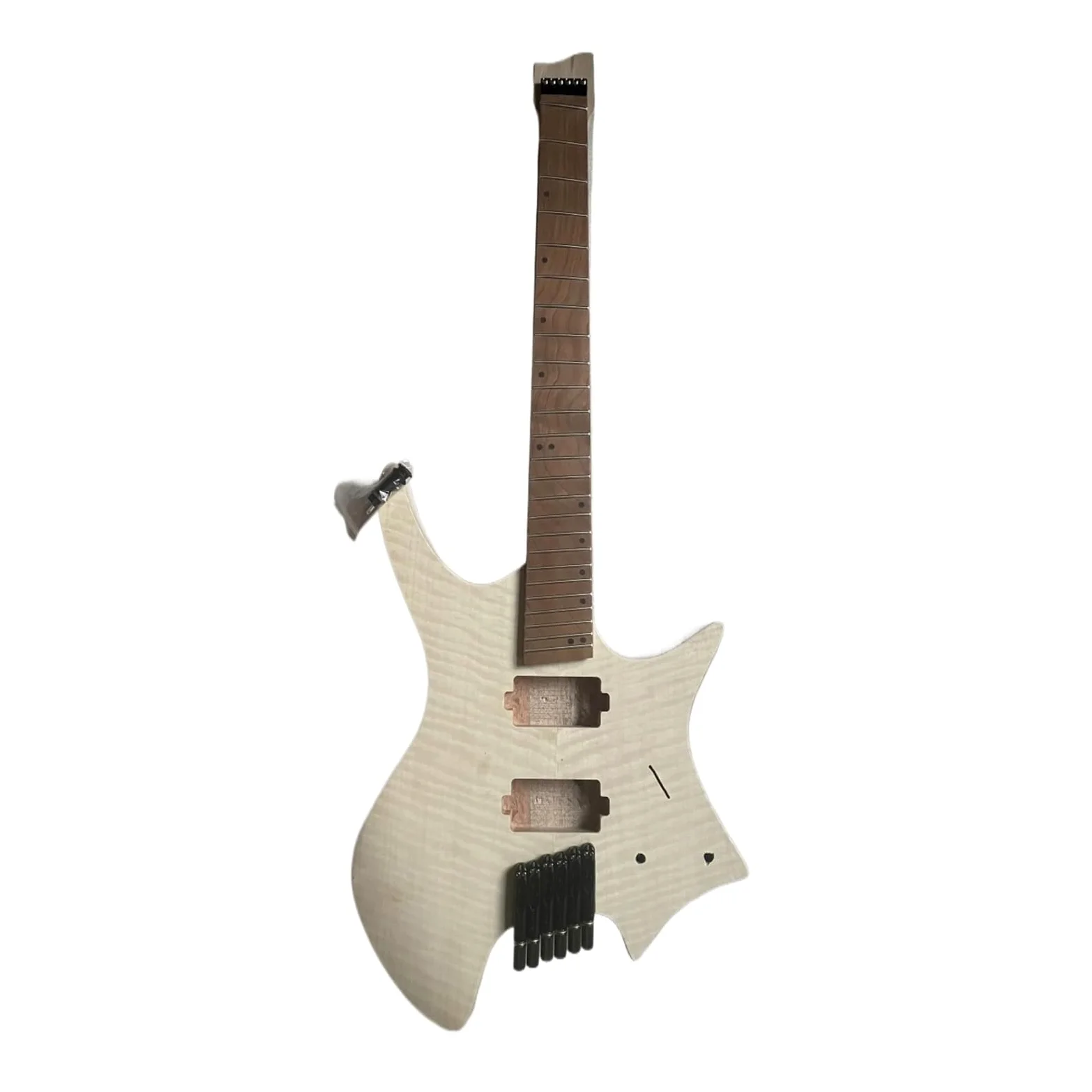 Corpo della Chitarra Incompiuto 6 corde Headless Set Chitarra Elettrica Con Impiallacciatura d'acero Corpo in Mogano Collo in Legno D'acero 24 Tasti Arrosto In Legno D'acero