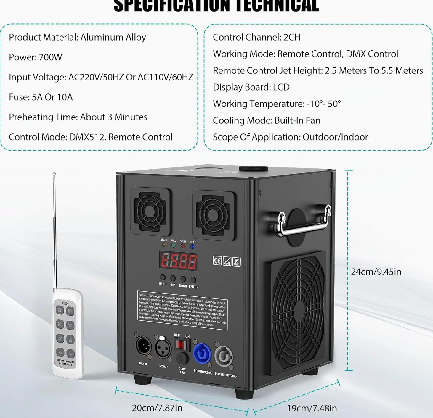 2PCS 700W macchine effetto pirotecnico con Flightcase scintilla macchina fredda fontane scintilla con telecomando per festa Halloween Natale matrimonio concerto