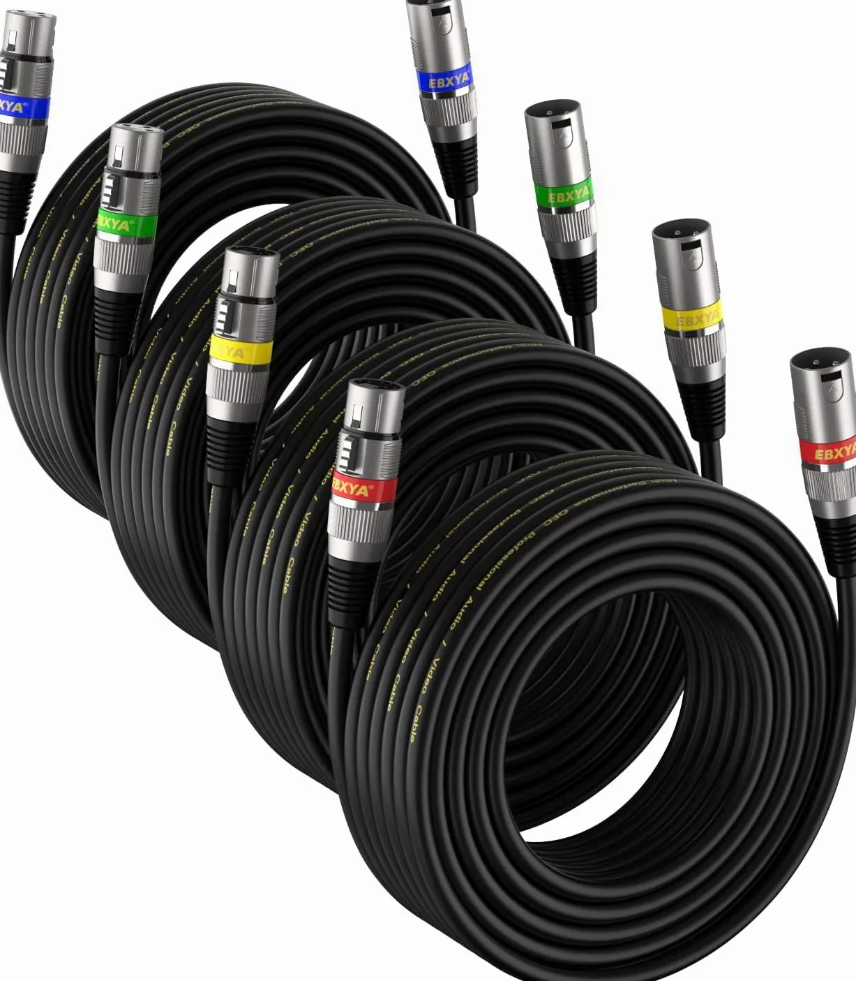 EBXYA Cavo XLR da 6 m, confezione da 4 pezzi, cavo per microfono, bilanciato, cavo DMX, maschio a femmina, adatto per microfoni, stazioni radio, illuminazione palcoscenico