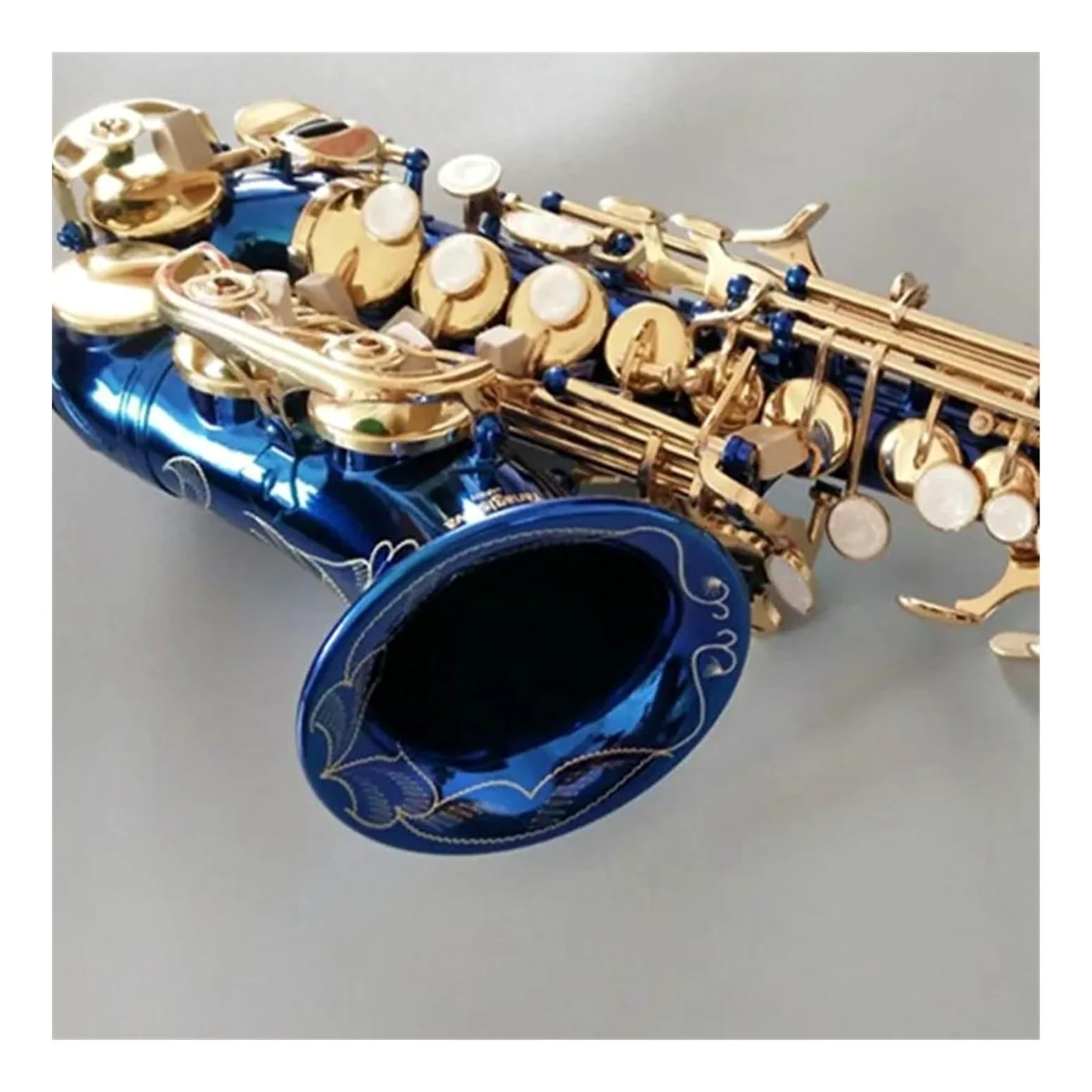 sassofono Sassofono soprano curvo blu Si bemolle in ottone blu cielo oro sax con bocchino custodia