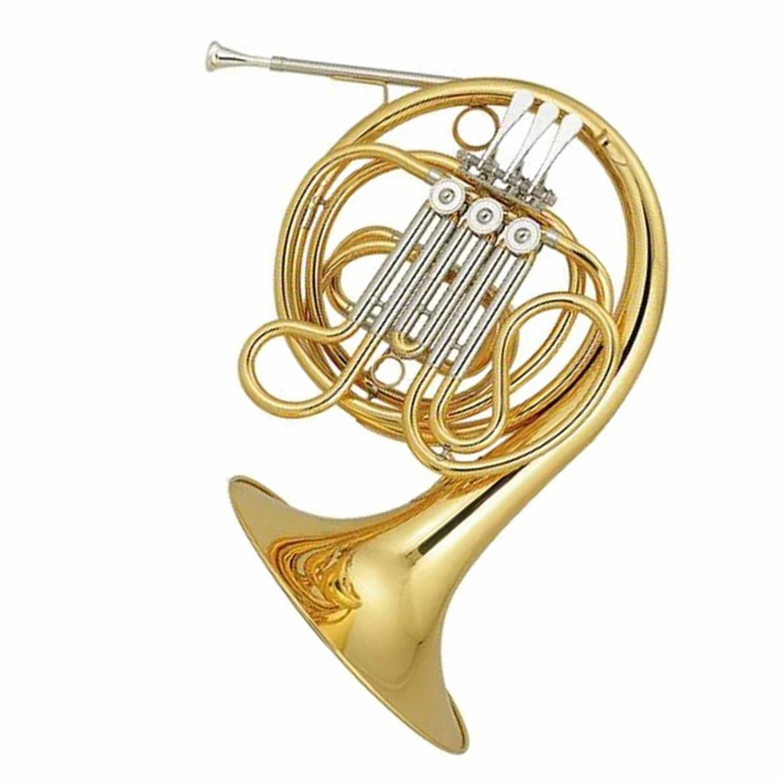 Corno francese Strumento musicale in corno francese con chiave in Mib/Fa laccato oro