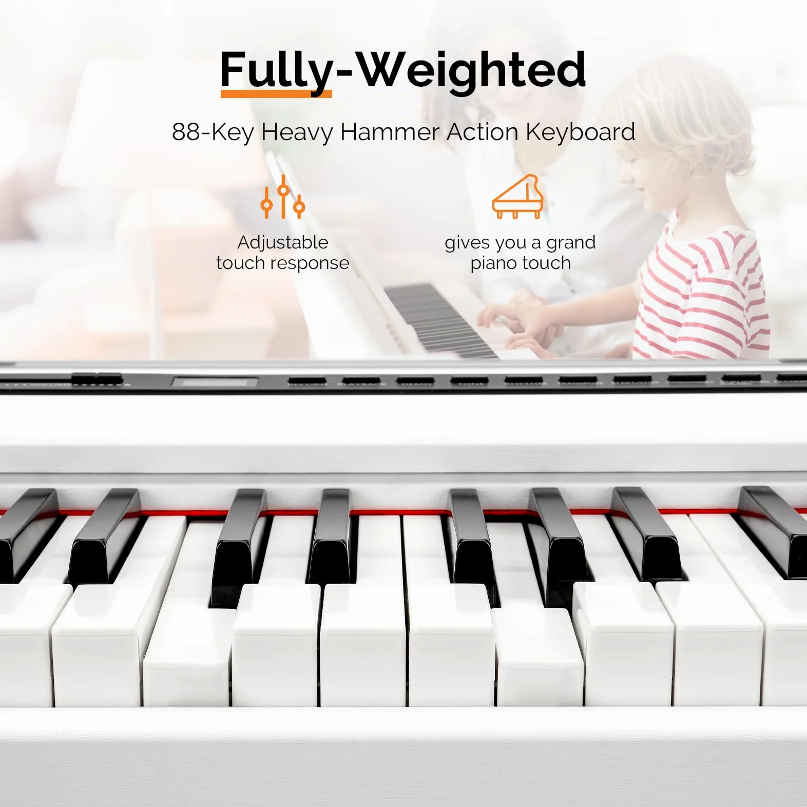 LALAHO E-Piano 88 tasti pesati, pianoforte digitale per principianti, tastiera piano con unità 3 pedali, MIDI-USB, doppio Bluetooth, altoparlanti stereo, 128 toni e ritmi, bianco