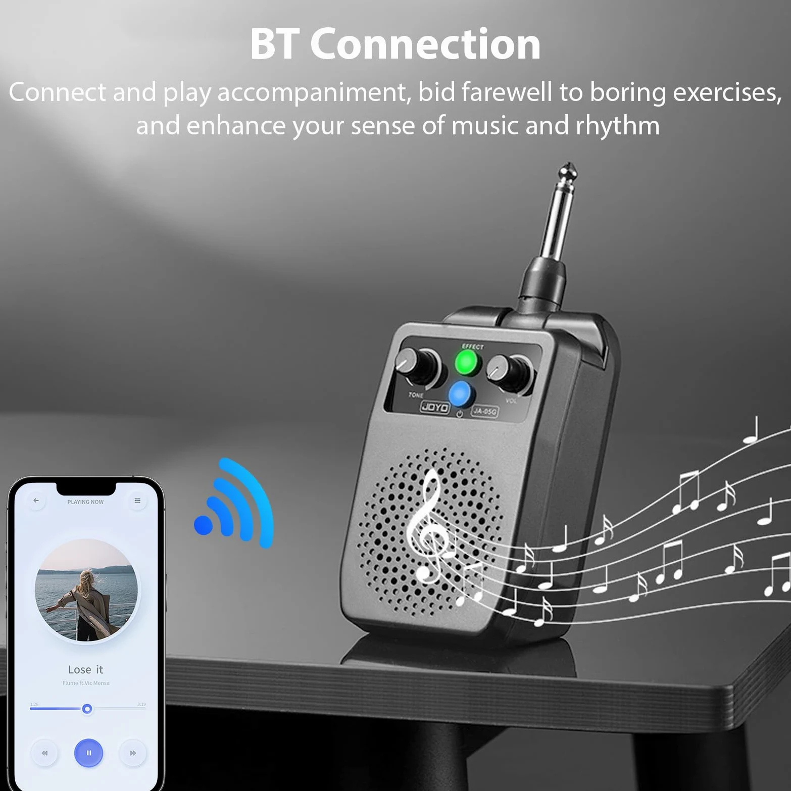 Mini Altoparlante per Chitarra, Regolazione Vocale BT Portatile Plug-in per Chitarre Elettriche, Amplificatore 1500 mAh, Tipo C, Ricaricabile