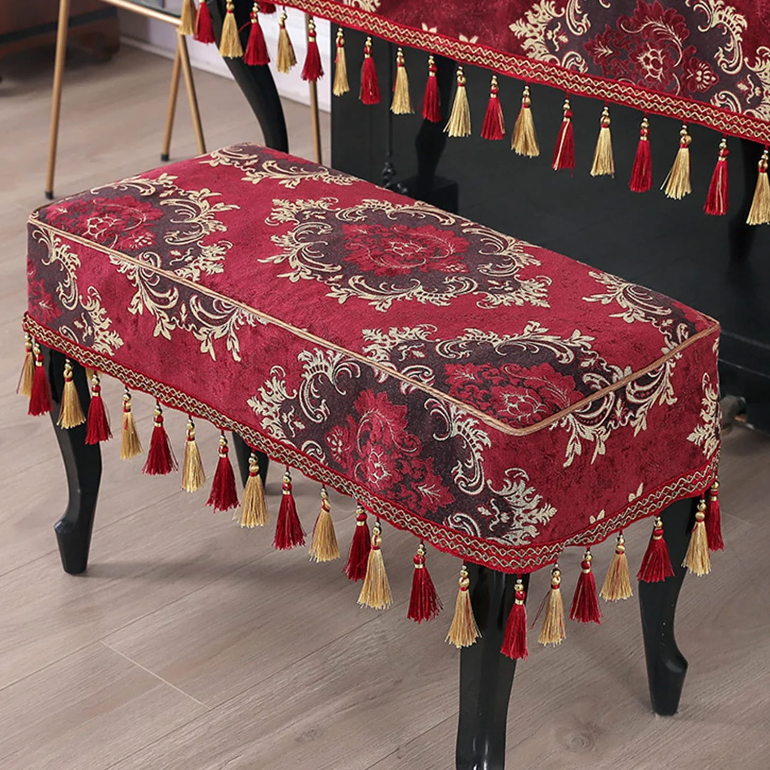 Coperture in Tessuto Poncho per Pianoforte, Mezza Copertura per Pianoforte alla Moda di Lusso, Copertura per Tastiera Elettronica per Pianoforte,Red