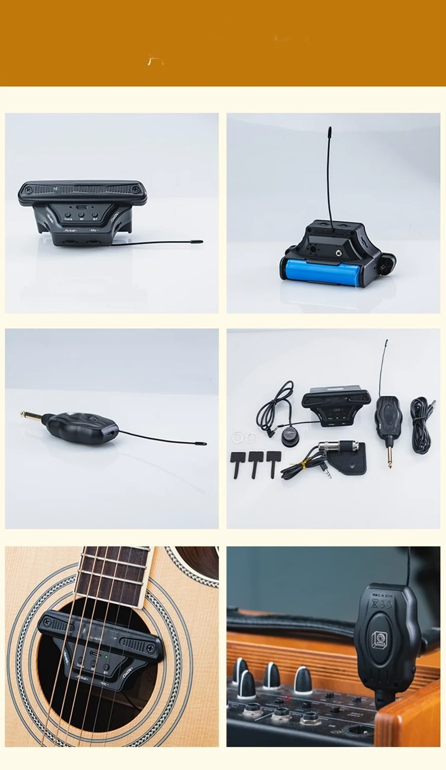 Pickup Chitarra Acustica Professionale Pickup per buca acustica per chitarra acustica nero opaco folk da esterno