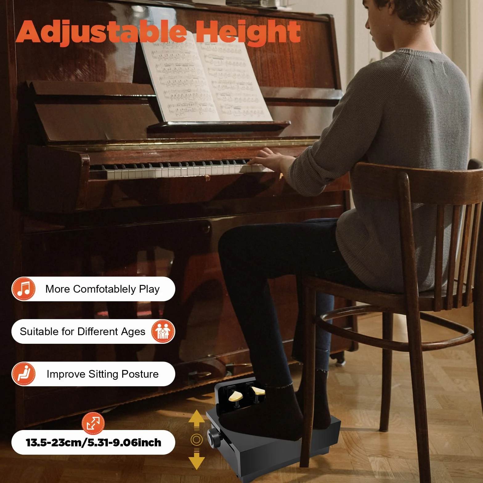Prolunga per pedale, per pianoforte a tre zampe, per pianoforte digitale, universale, adatta per bambini di età compresa tra 4 e 12 anni