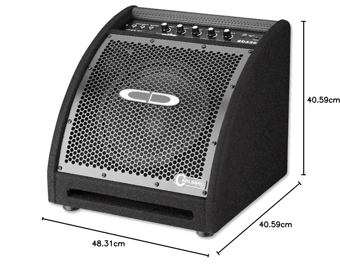 Carlsbro EDA50 - Altoparlante elettronico da 10" con amplificatore integrato da 50 W, equalizzatore a 3 bande, ingresso AUX e doppio canale per batteria digitale, design compatto con protezione