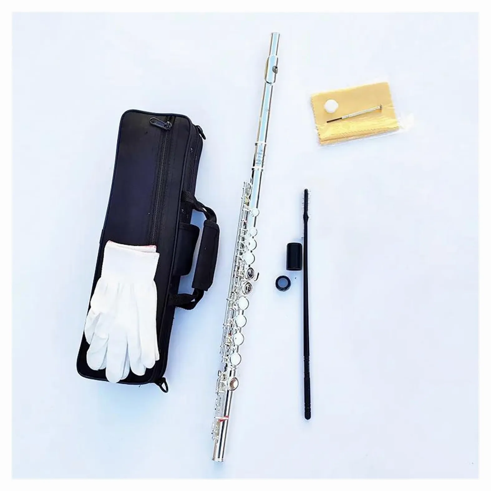 Set di flauti a 16 Fori Chiusi con Chiave di Mi, Flauto Placcato in Argento, Tono di Do, Materiale in Rame Bianco, Strumento Orizzontale.,