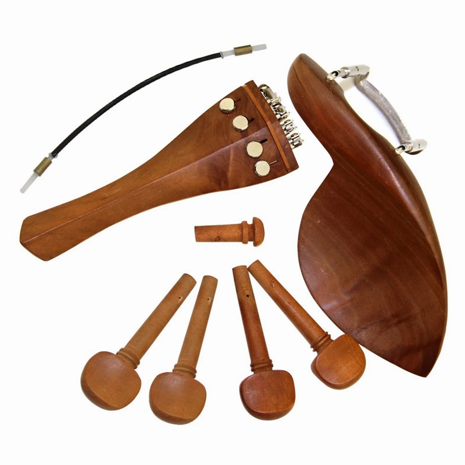 Parti Violino 4/4 Parti di Violino Giuggiola Legno Mentoniera Cordiera Accordatore Fine Tuning Peg Tailgut Endpin Stringhe Kit