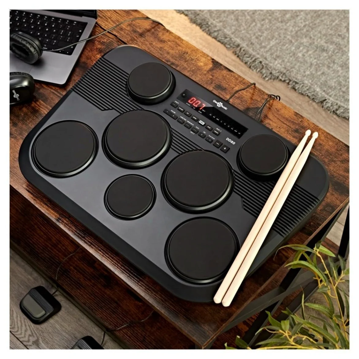 Batteria Elettronica Portatile con Cuffie DD70 di Gear4music