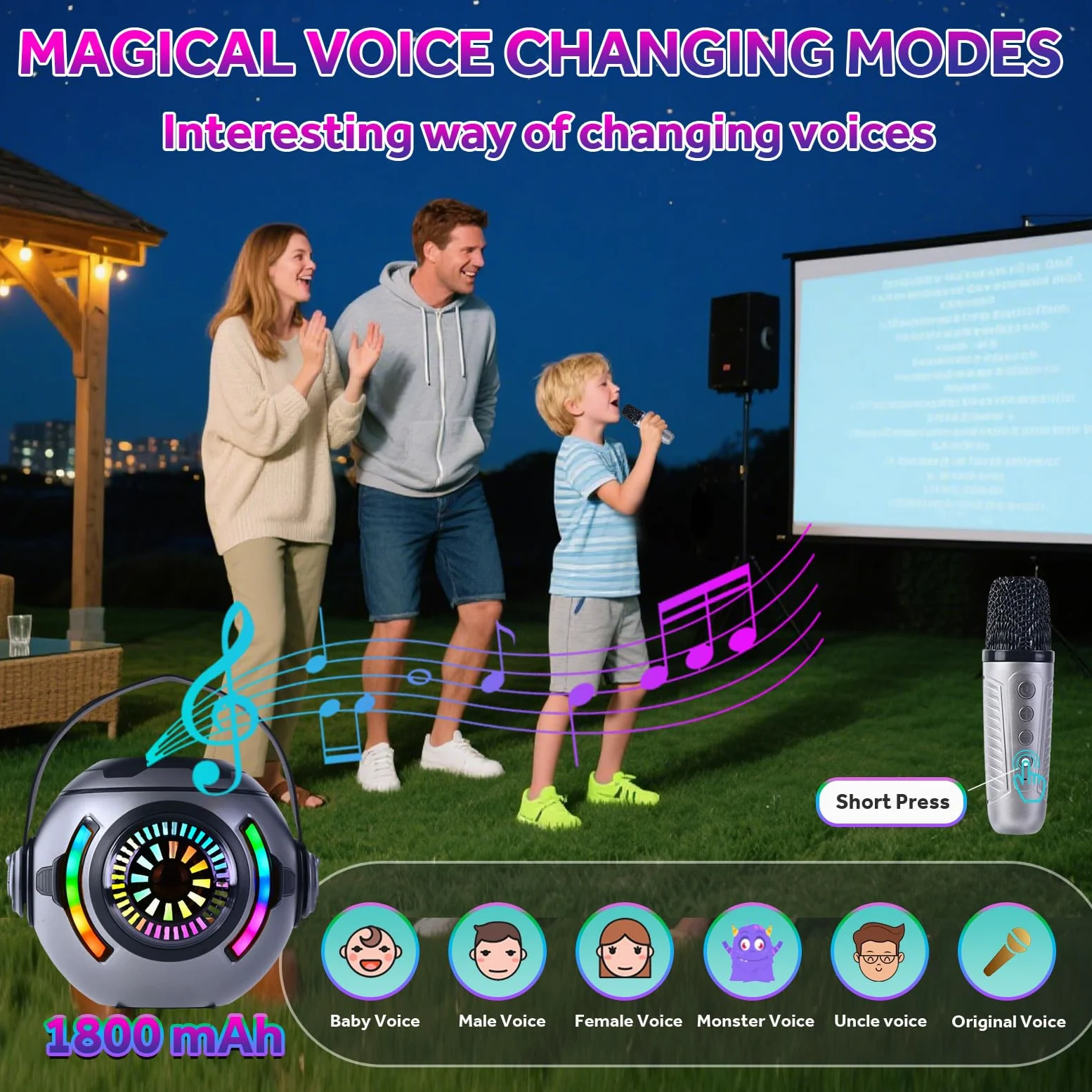 Karaoke Machine 2 microfoni, microfono wireless Bluetooth portatile per bambini, per bambini dai 4 ai 12 anni, regali per ragazzi e ragazze 4, 5, 6, 7, 8, 9, 10, 11 e 12 anni