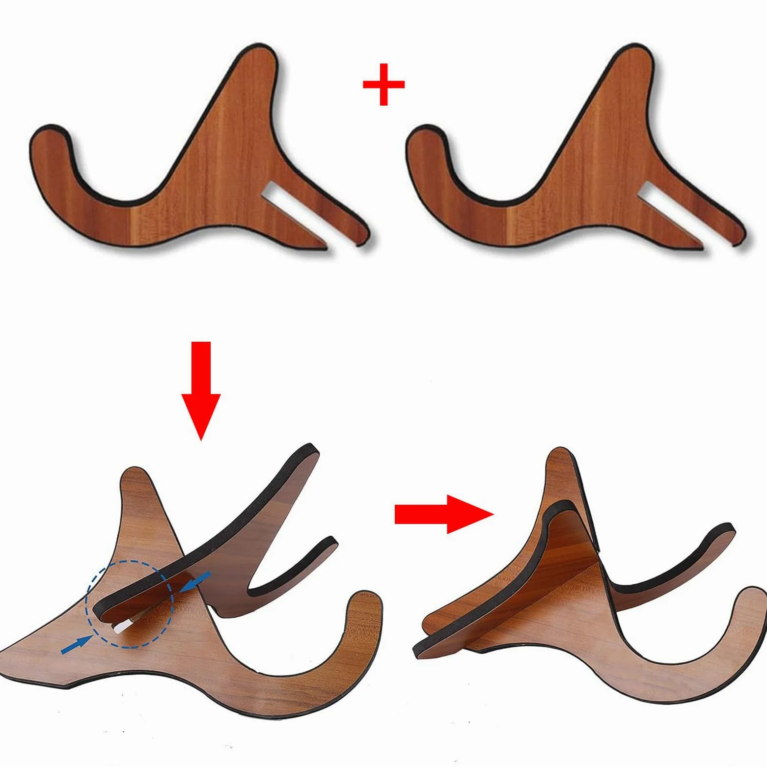 Butyeak Porta Ukulele da Terra con Gomma Morbida, Supporto per Ukulele in Legno, Supporto per Violino, Strumento Staccabile Supporto Ukulele, Supporto per Chitarra Portatile, Supporto Kalimba