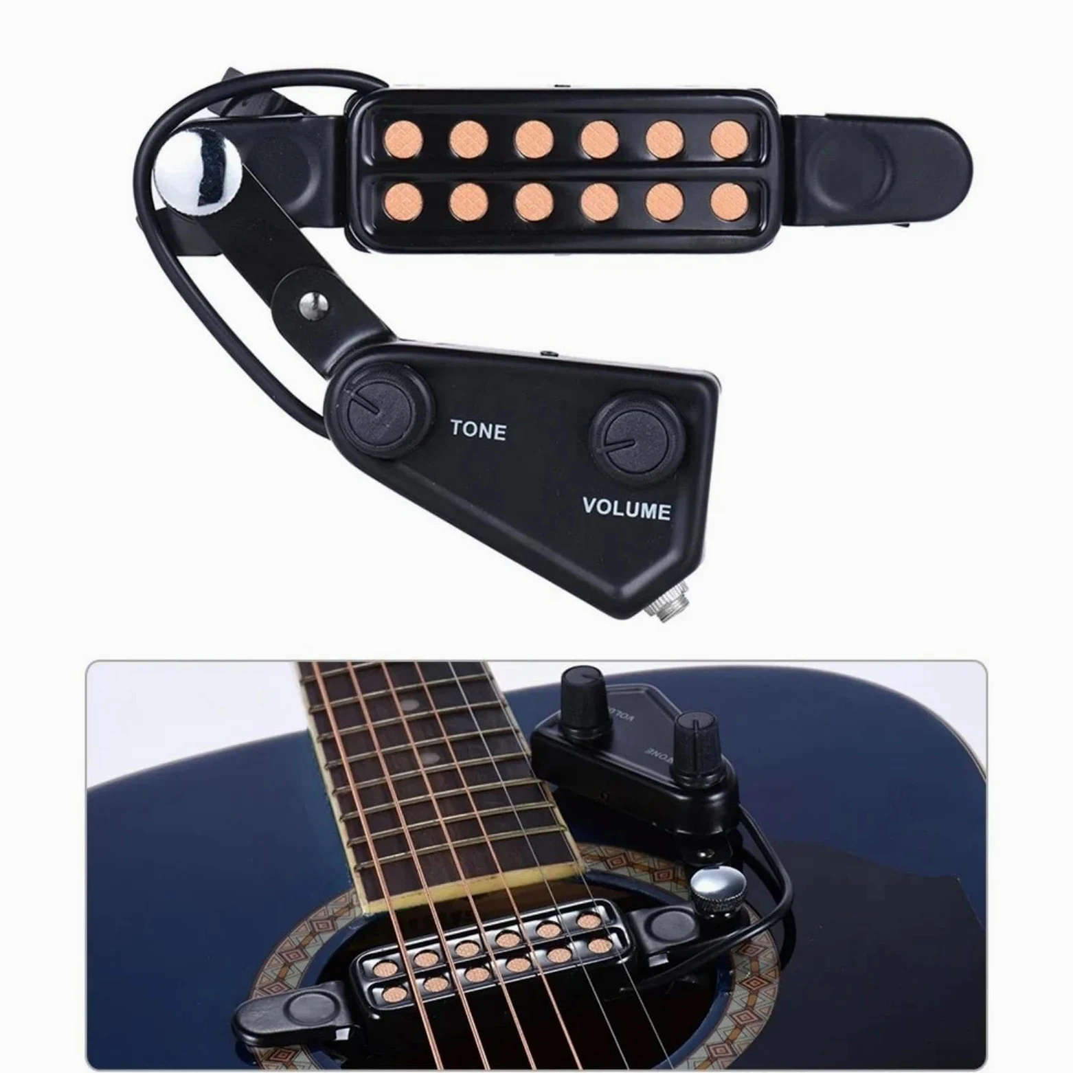 Pickup Per Chitarra Acustica Pickup Per Chitarra Acustica Trasduttore Magnetico A 12 Fori Per Un Suono Migliorato Manopole Di Volume E Tono Regolabili Pickup