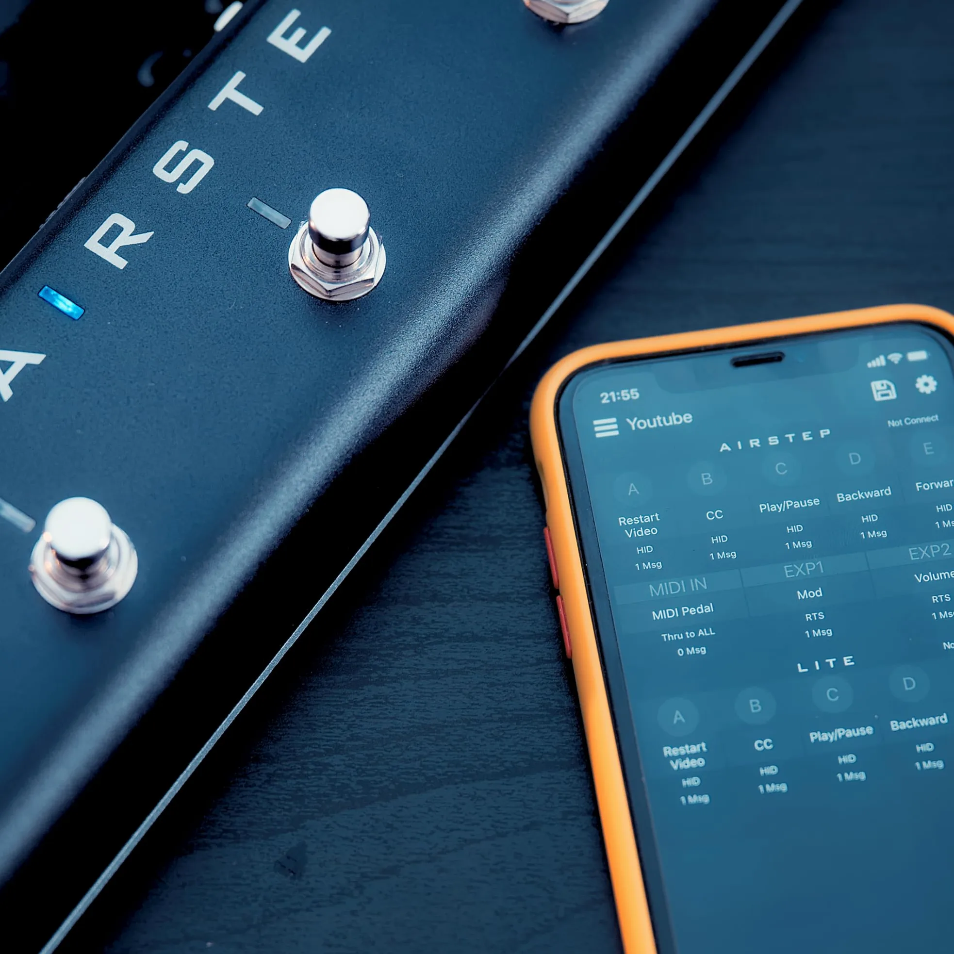 XSONIC Airstep Lite MIDI, controller wireless HID con interruttore a pedale 5, supporto DAW (Cubase, Ableton Live), plug-in (Bias Fx, Neural DSP), video Youtube, Page, Atem, controller vivavoce