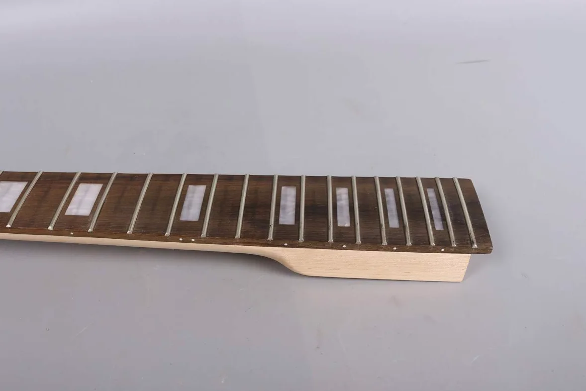 Manico per Chitarra baritono 22 Tasti Scala da 30 Pollici Legno di Acero con Tastiera per Chitarra in Palissandro Blocco intarsio Testa a Paletta