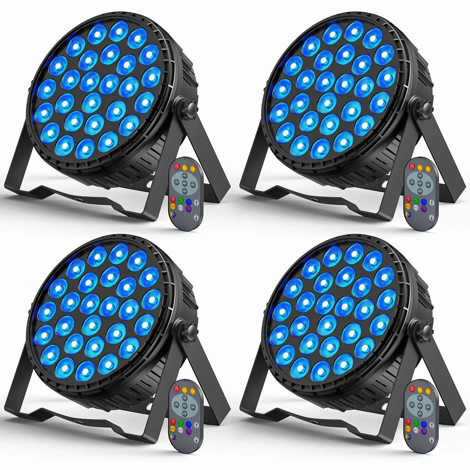 4PCS 216W LED Par Luce di Scena, 27 x 8W RGBW DMX-4/8CH Luci da Palcoscenico con Telecomando 6 Modalità Effetto Alta Luminosità Par LED per DJ, Festa, Teatro, Show, Natale