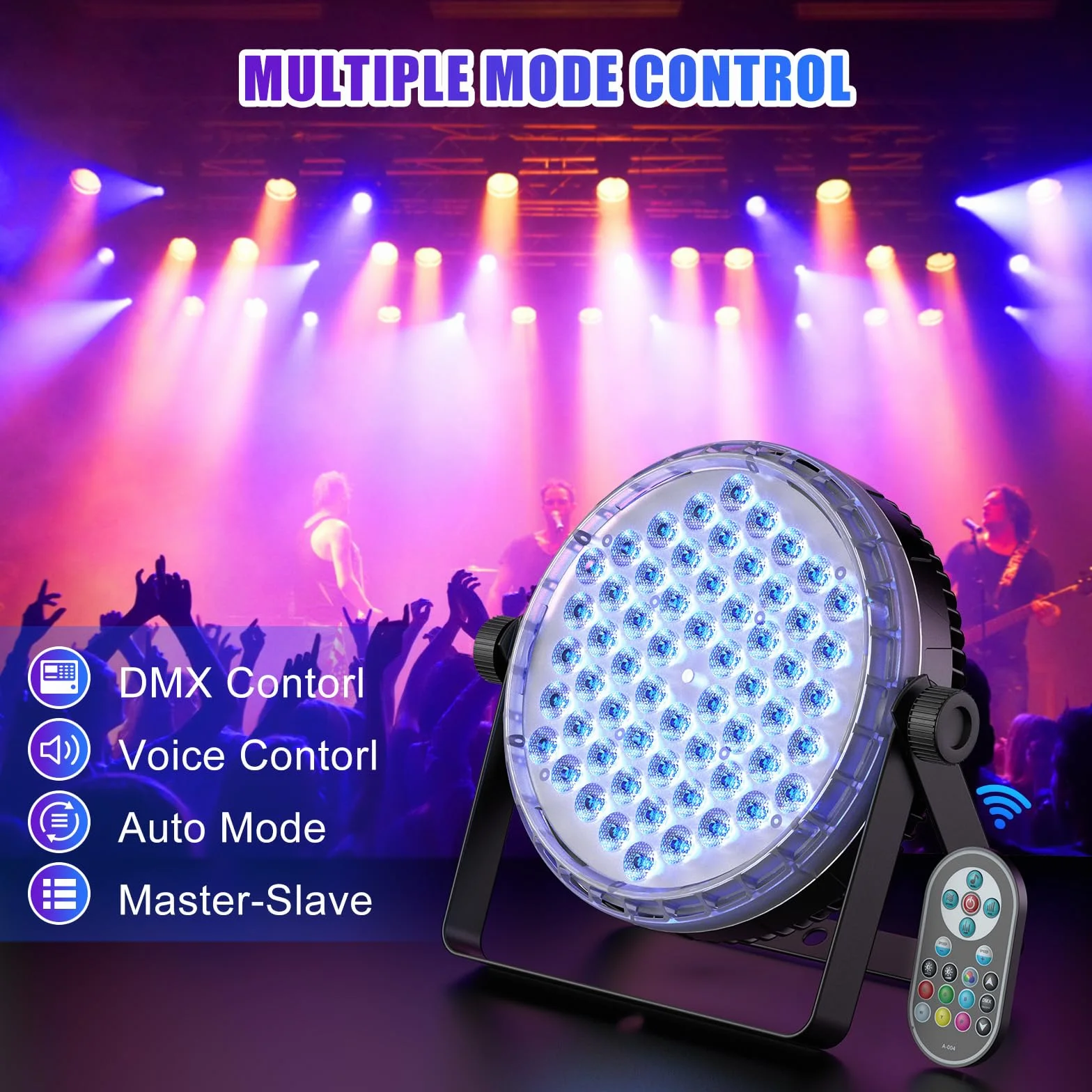 2 pezzi Par LED 120 W, luci da palco led, con telecomando, luci dj professionali RGBW 4 in 1, effetto arcobaleno, 8CH/DMX512/strobo discoteca, per feste, matrimoni, bar, club, decorazione