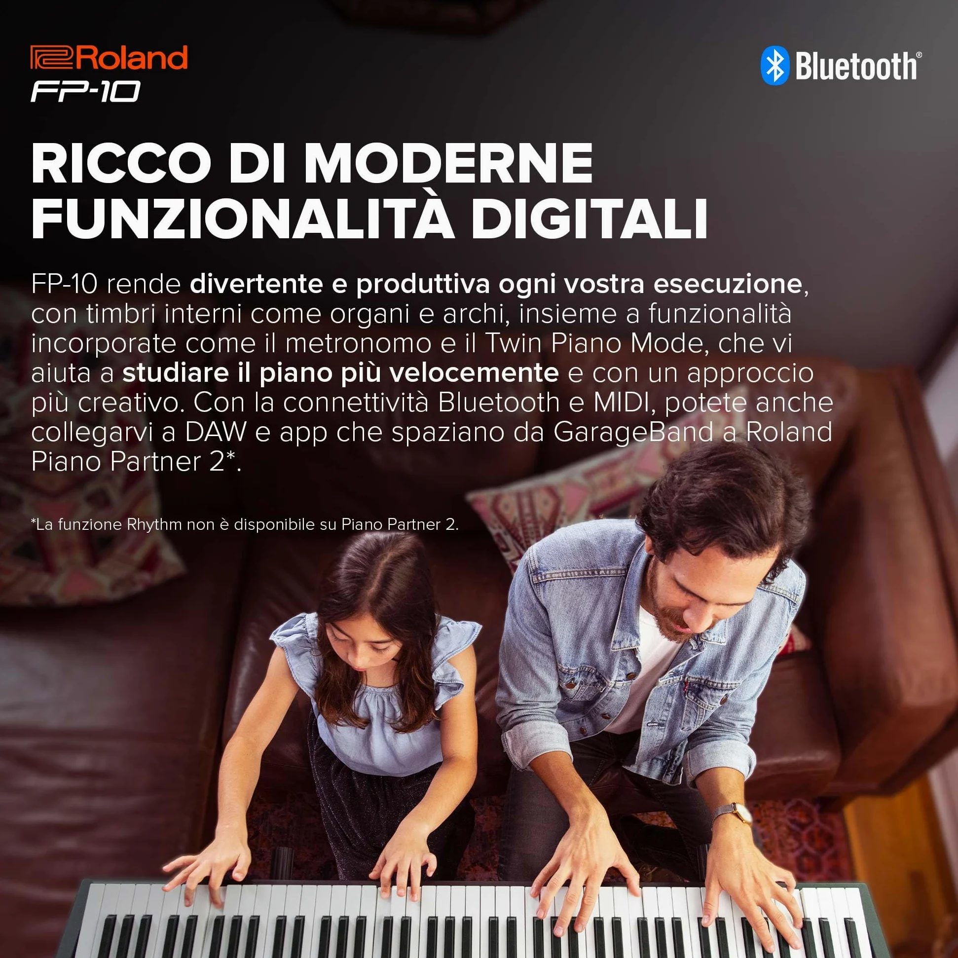 Roland FP-10 – Piano Digitale Compatto a 88-Note con Suoni di Piano SuperNATURAL e Tastiera dall'Autentica Risposta Acustica | Semplice da Usare | Ideale per l'Utilizzo in Casa