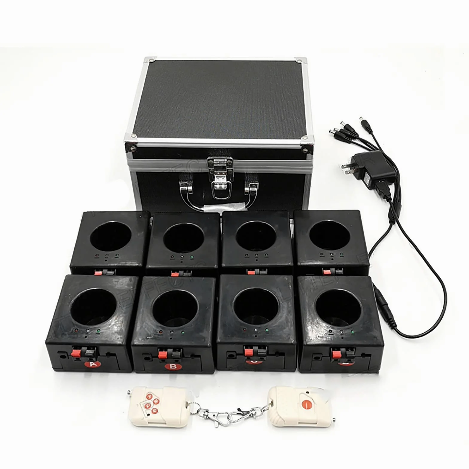 DOGC Accenditore per Fuochi D'Artificio A Freddo, Fuochi D'Artificio per Mini Fontane, 4/6/8 Pezzi Sistema Pirotecnico con Sparkler per Matrimoni, con Telecomando/Valigia,8pcs
