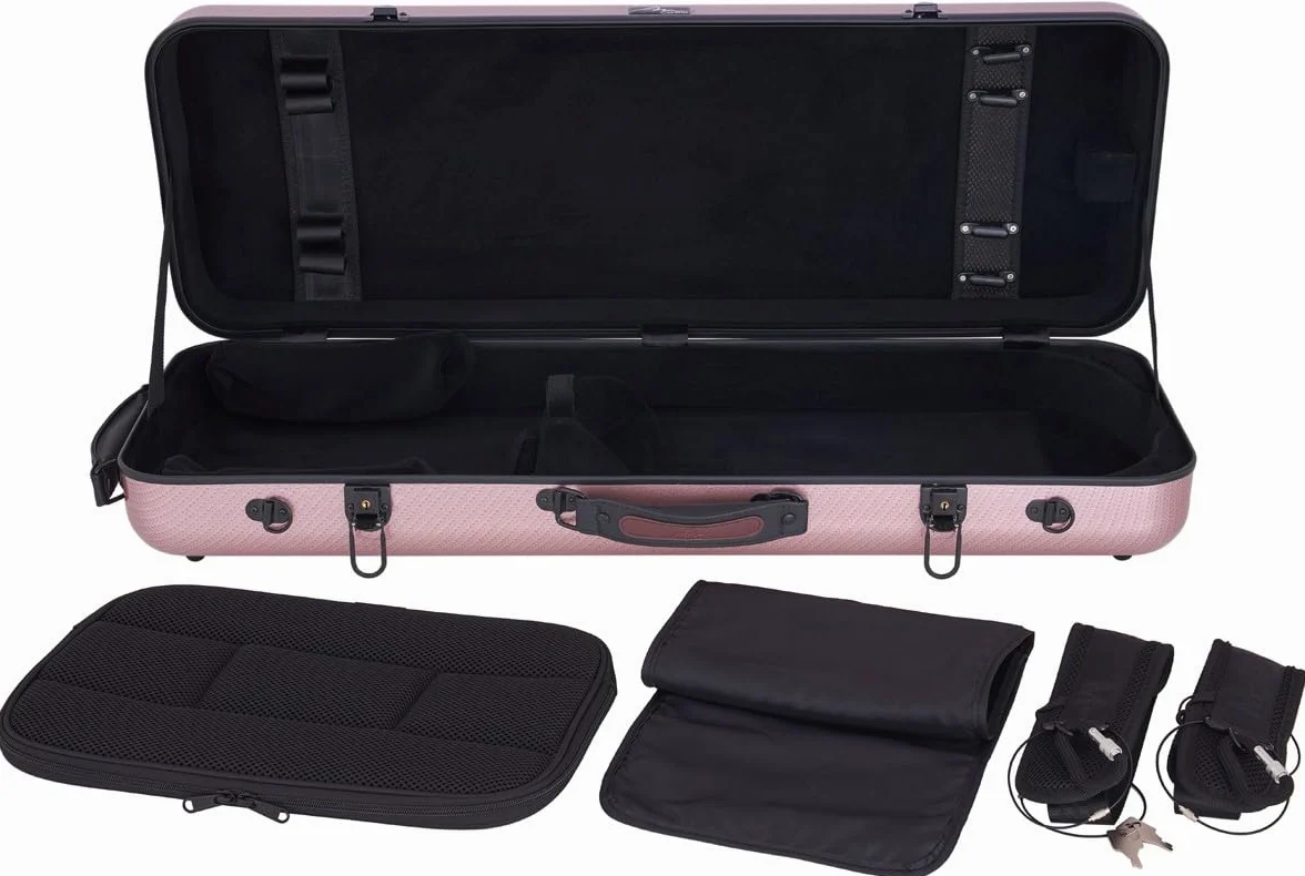Custodia per Viola Fiberglass 38-43 Oblong special rosso M-case + borsa musicale