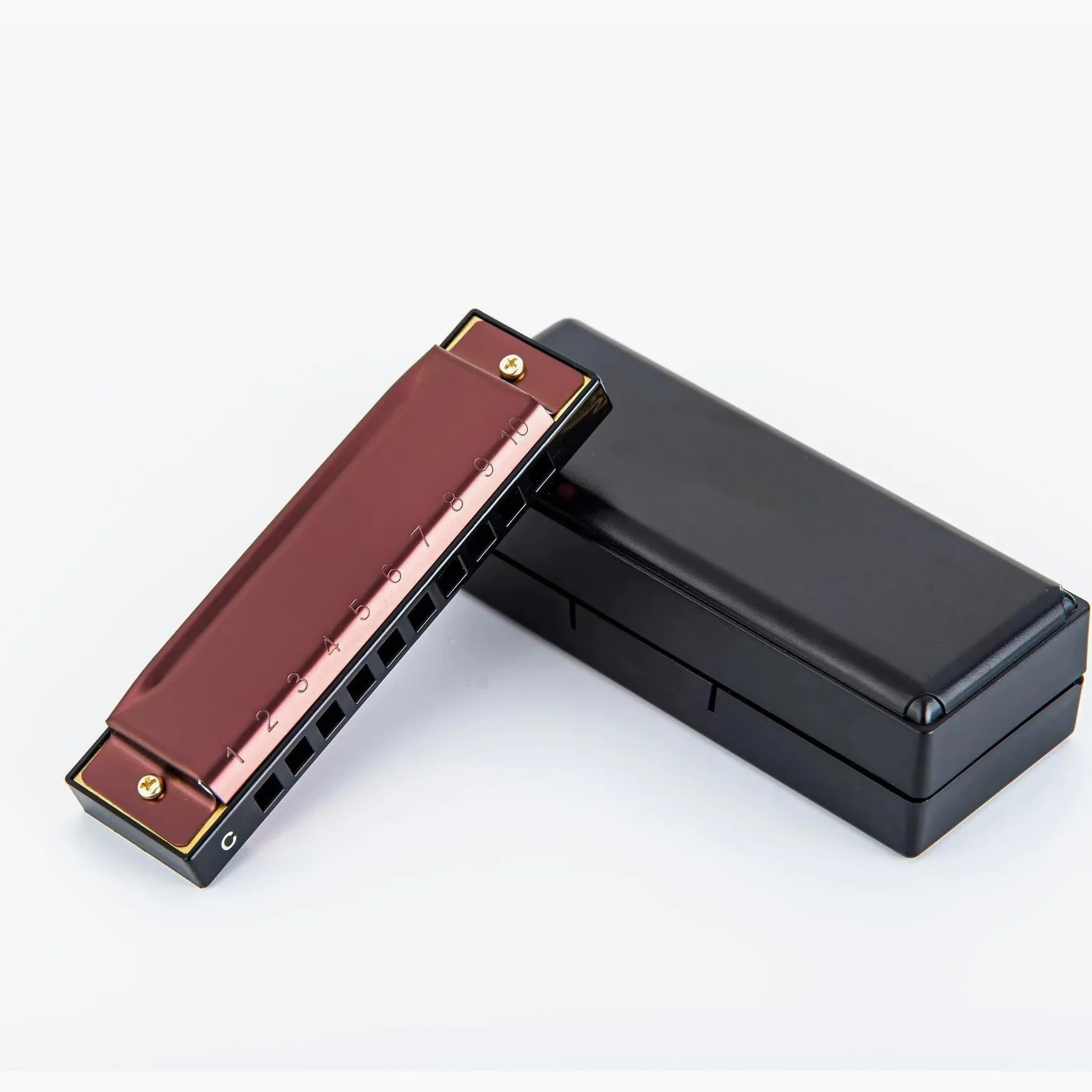 Armoniche a bocca 10 Buche 20 Tono Diatonic Amoncia In Acciaio Inossidabile Copri Più Importanti C In Armonica Personalizzata Con Custodia(Red)